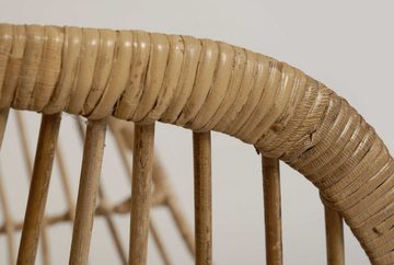 Krines Home Esszimmersessel Rattan Retro Sessel mit Armlehne 50er Korbsessel Retro-Stil Korbstuhl Esszimmer Armlehnstuhl (Sessel nach Auswahl ohne oder mit Polster), Eisen Gestell