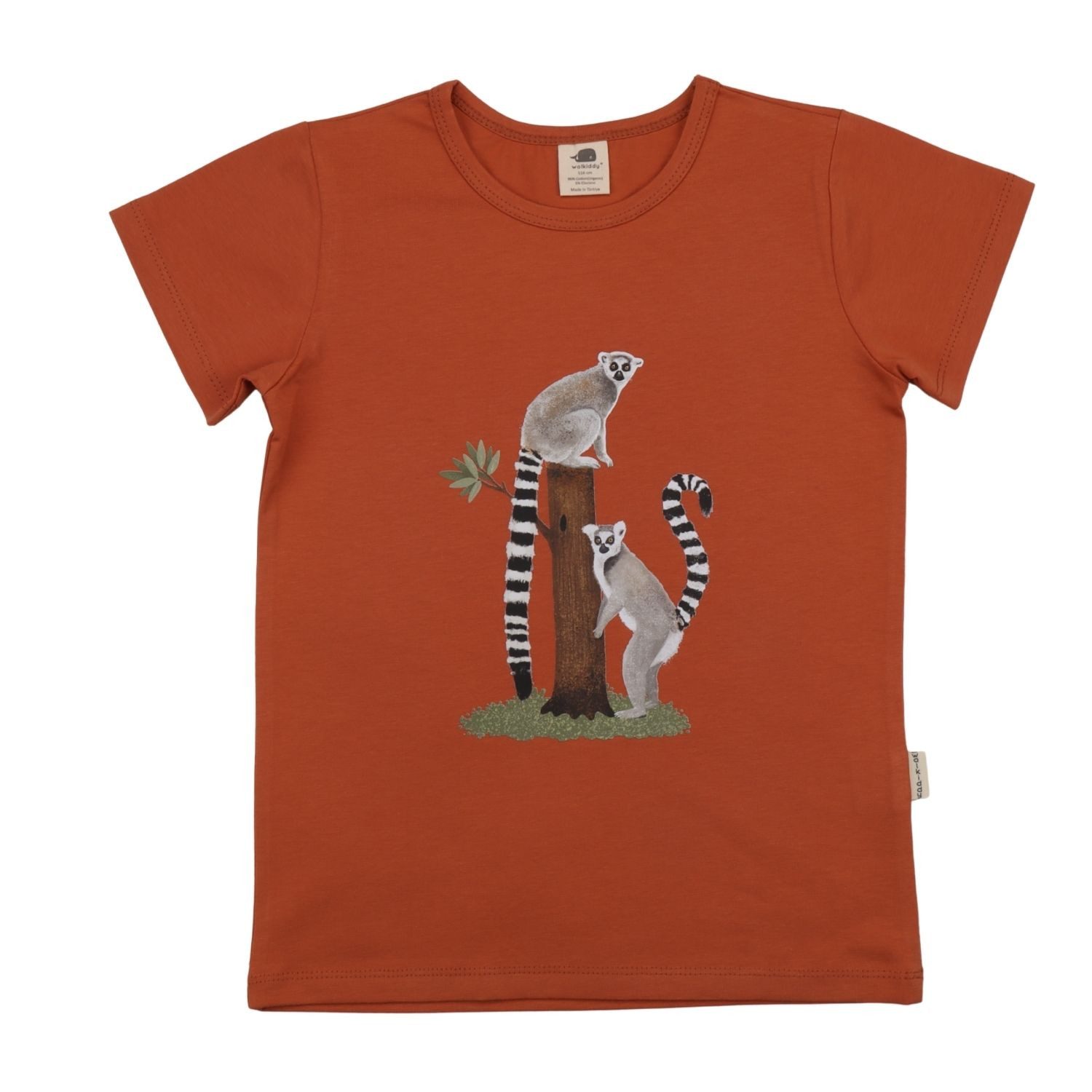 T-Shirt Walkiddy Lemurs Kinder Bio Baumwolle GOTS Braun
