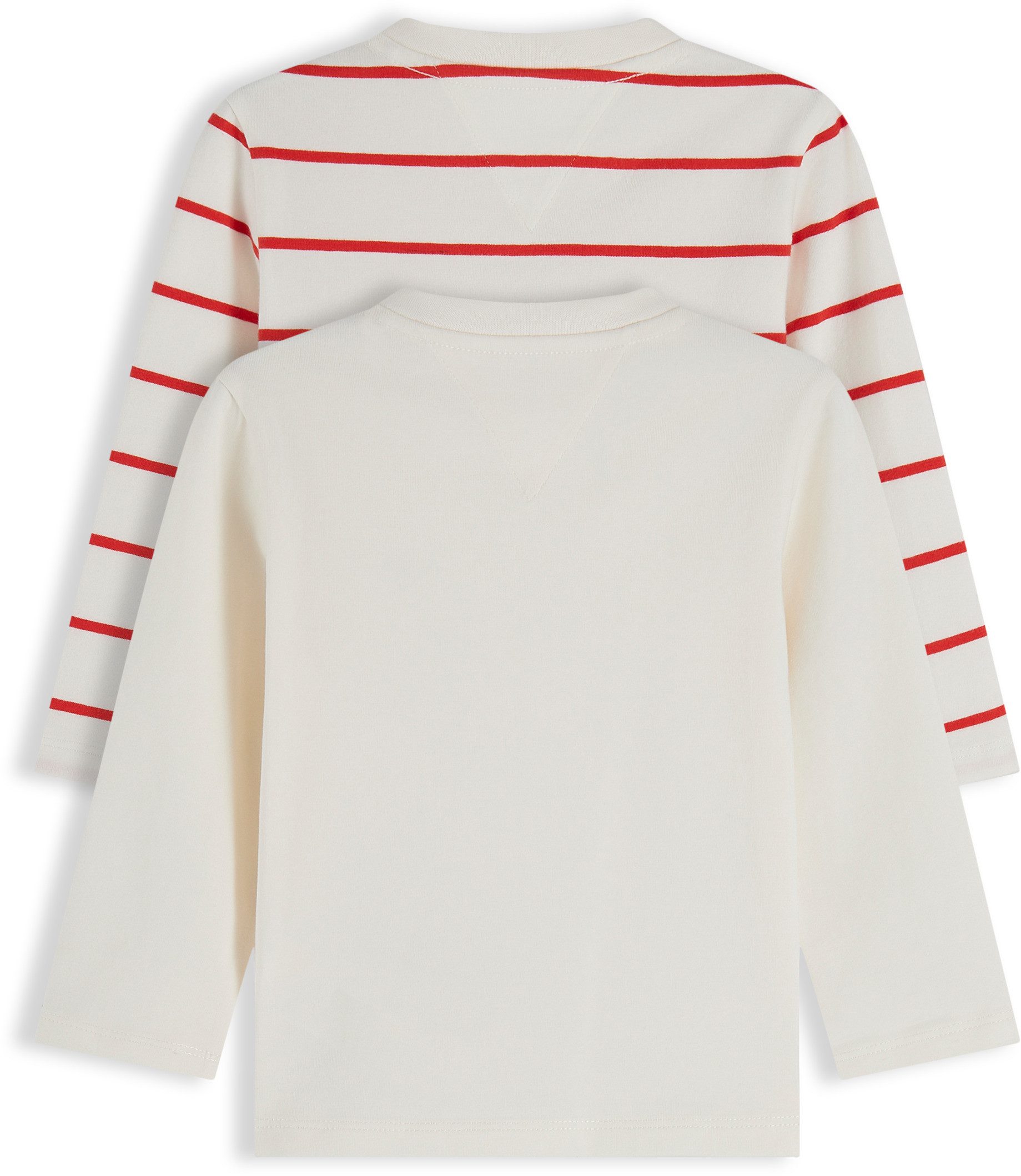 Tommy Hilfiger Langarmshirt (Packung, 2-tlg) Ausschnitt mit Druckknopf, Regular Fit, Baumwollmischung, für Babys