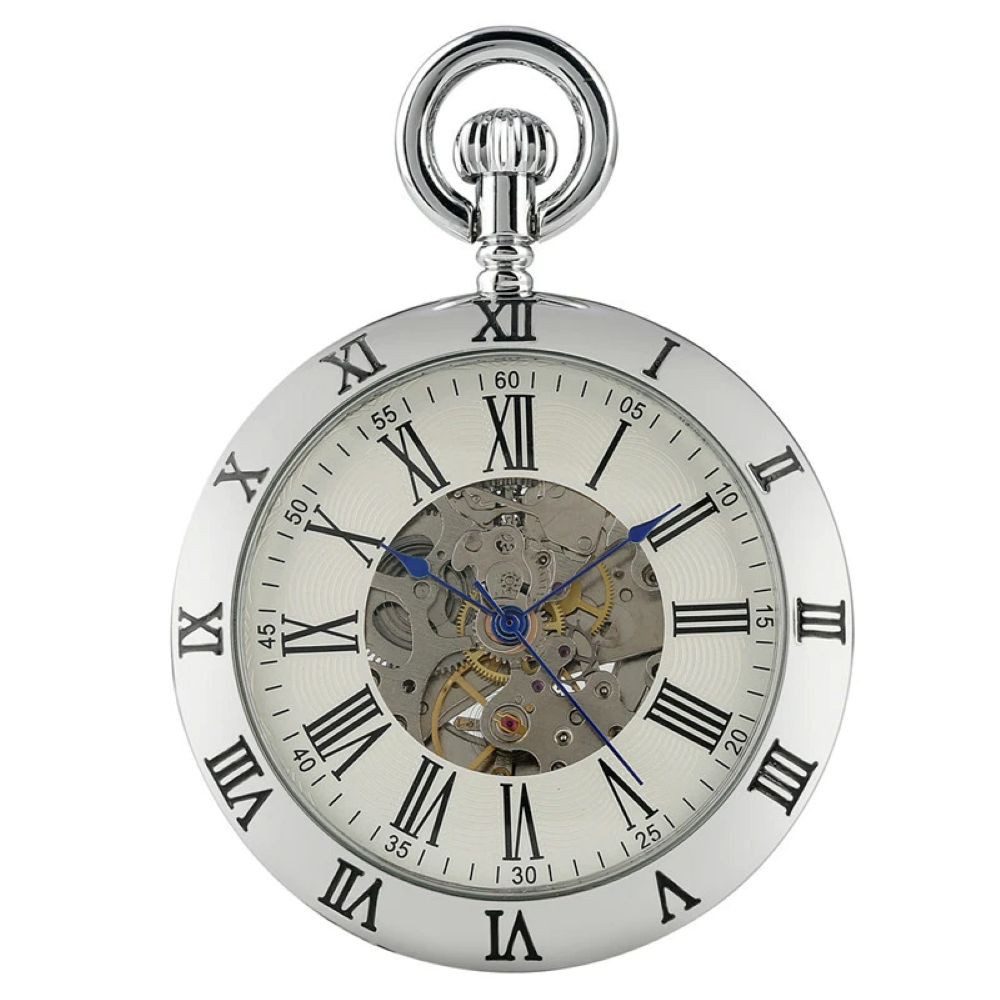 Taschenuhr Automatik Taschenuhr mit offenem römischen Ziffern, Kette