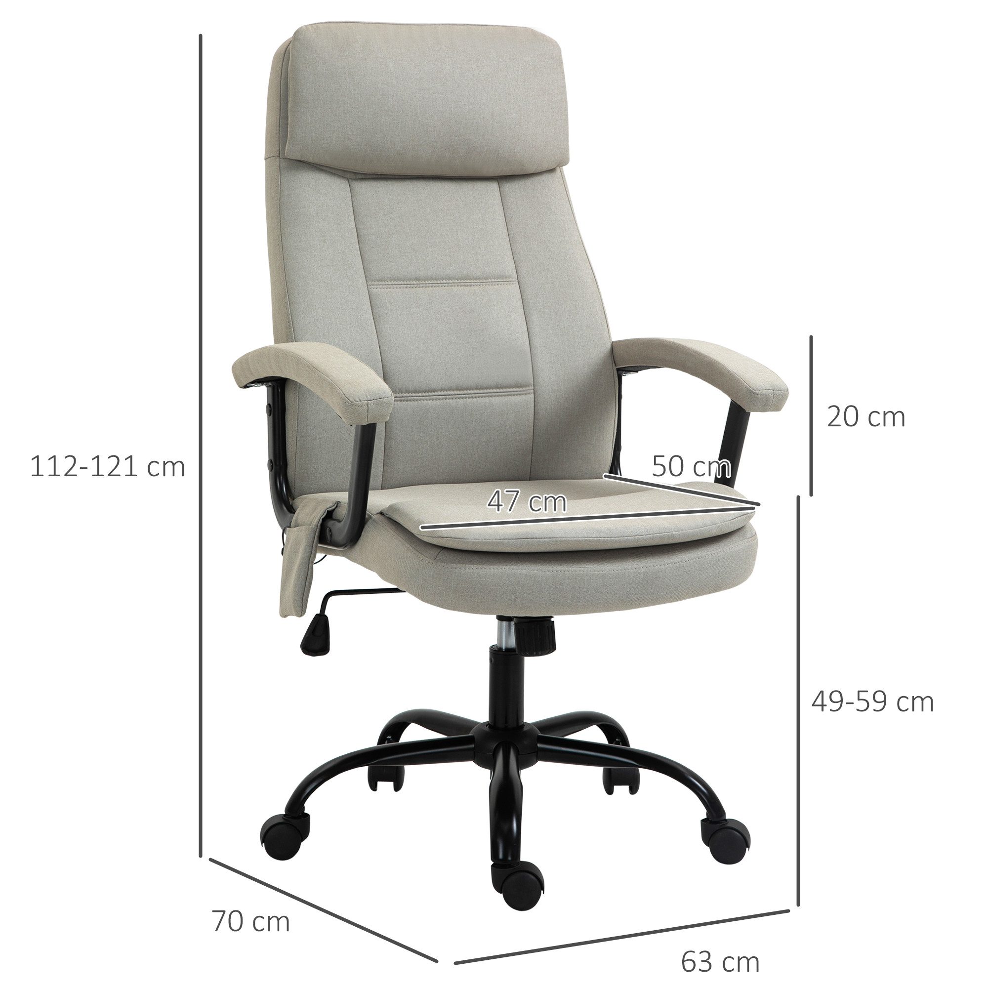 Vinsetto Schreibtischstuhl Bürostuhl mit Massagefunktion, Chefsessel mit Wippfunktion (Massagebürostuhl, 1 St), Drehstuhl, höhenverstellbar Lendenwirbelsäulenma – Bild 3 von 5