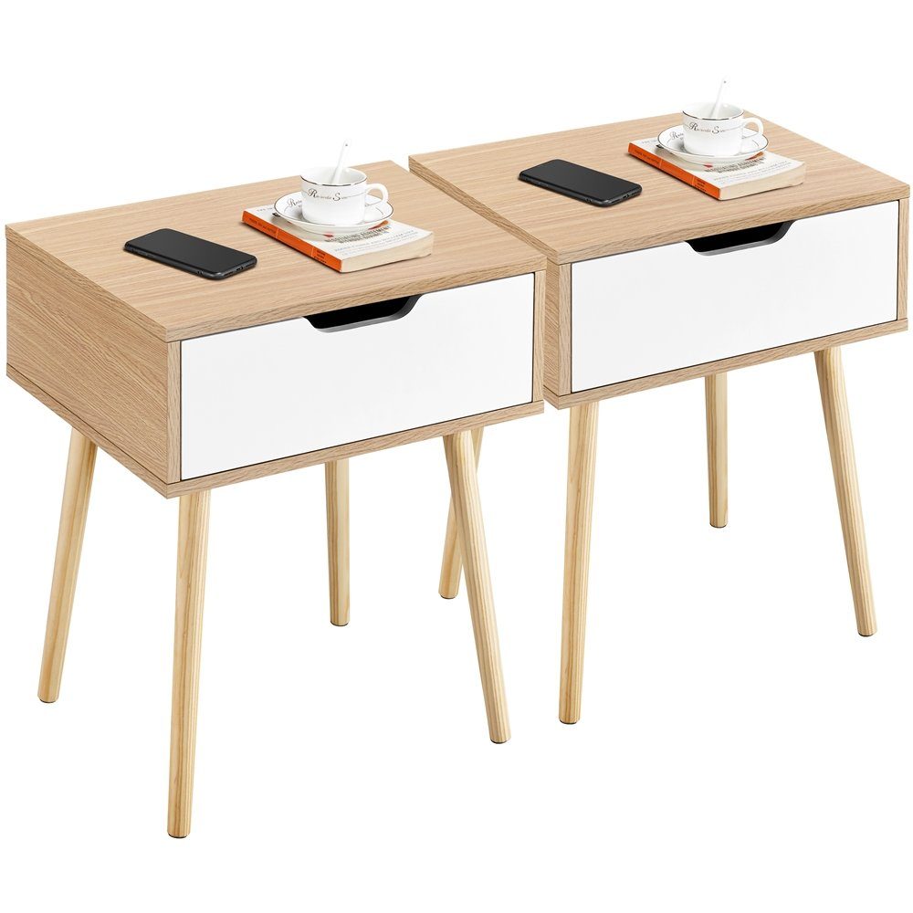 Yaheetech Nachttisch, 2 Stück Nachtkommode mit 1 Schublade Holz günstig online kaufen