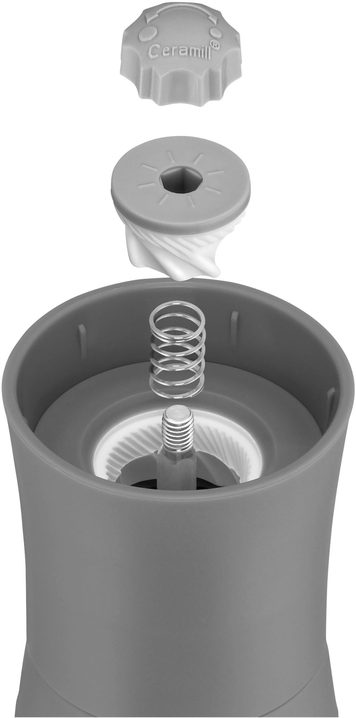 WMF Salz-/Pfeffermühle Trend manuell, (2 Stück), 2-tlg. Set, Keramik-Mahlwerk, aromadicht, Mahlstärken-Einstellung – Bild 4 von 5