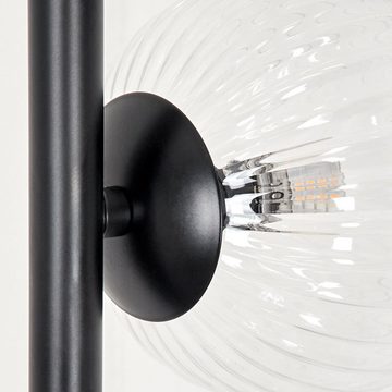hofstein Stehlampe Stehlampe aus Metall/Riffelglas in Schwarz/Klar, ohne Leuchtmittel, Leuchte mit Glasschirmen(10cm, 12cm),Schalter,3xG9, ohne Leuchtmittel