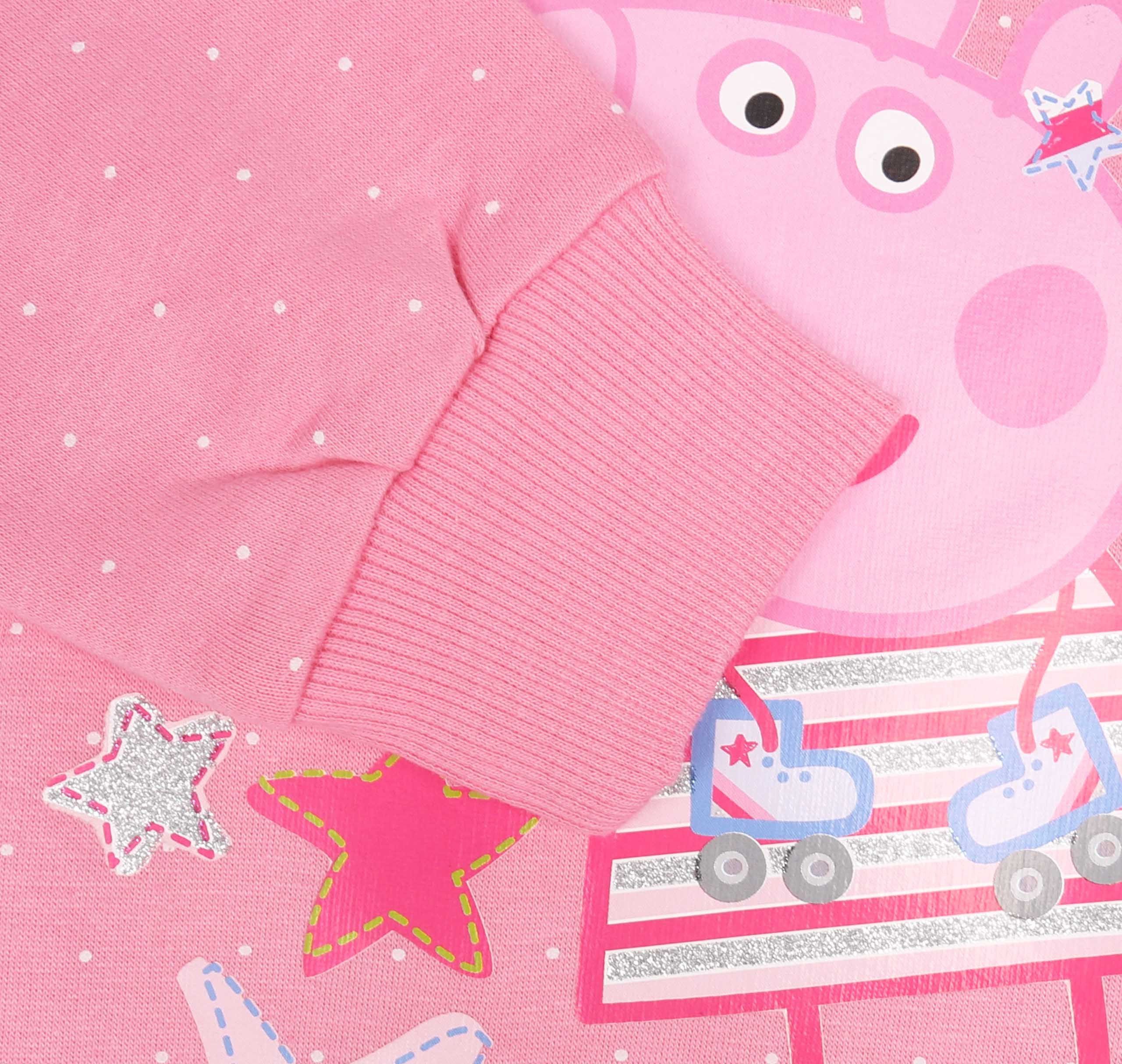 Peppa Pig Sweatshirt Pinker getupfter Pullover mit Motiv von Peppa Wutz 3-4 Jahre