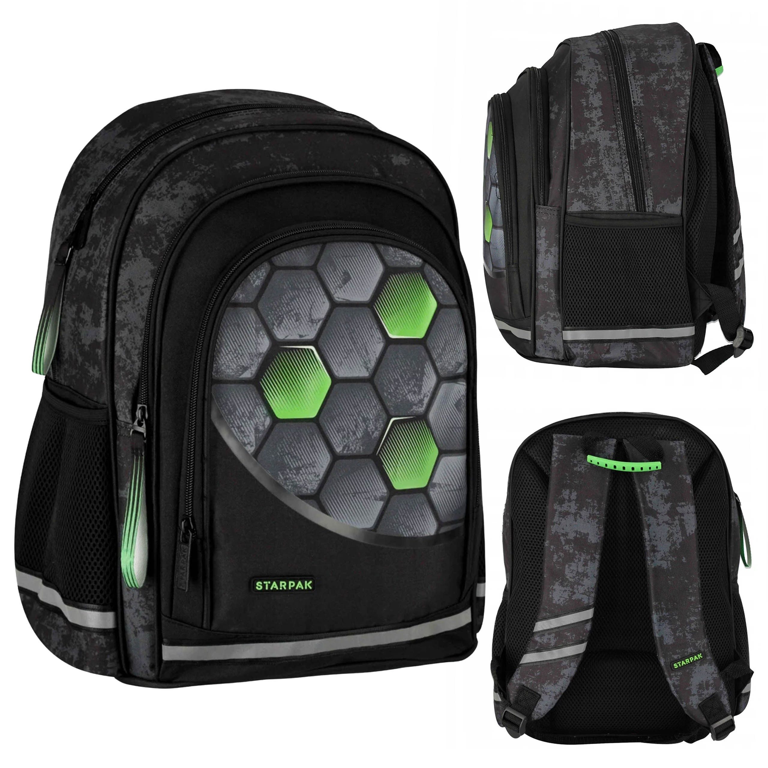 Sarcia.eu Schulrucksack Football schwarzer Jugendrucksack, 40x29x20 cm, gepolstert