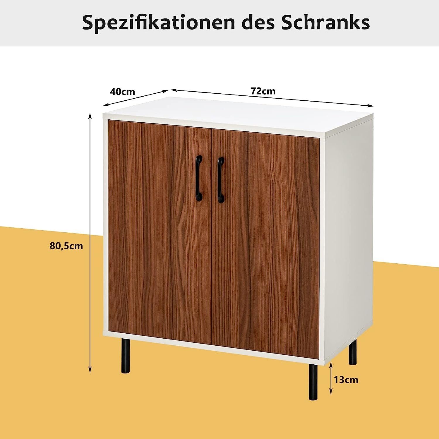 KOMFOTTEU Sideboard Küchenschrank, mit verstellbarer Einlegeboden 5-stufig