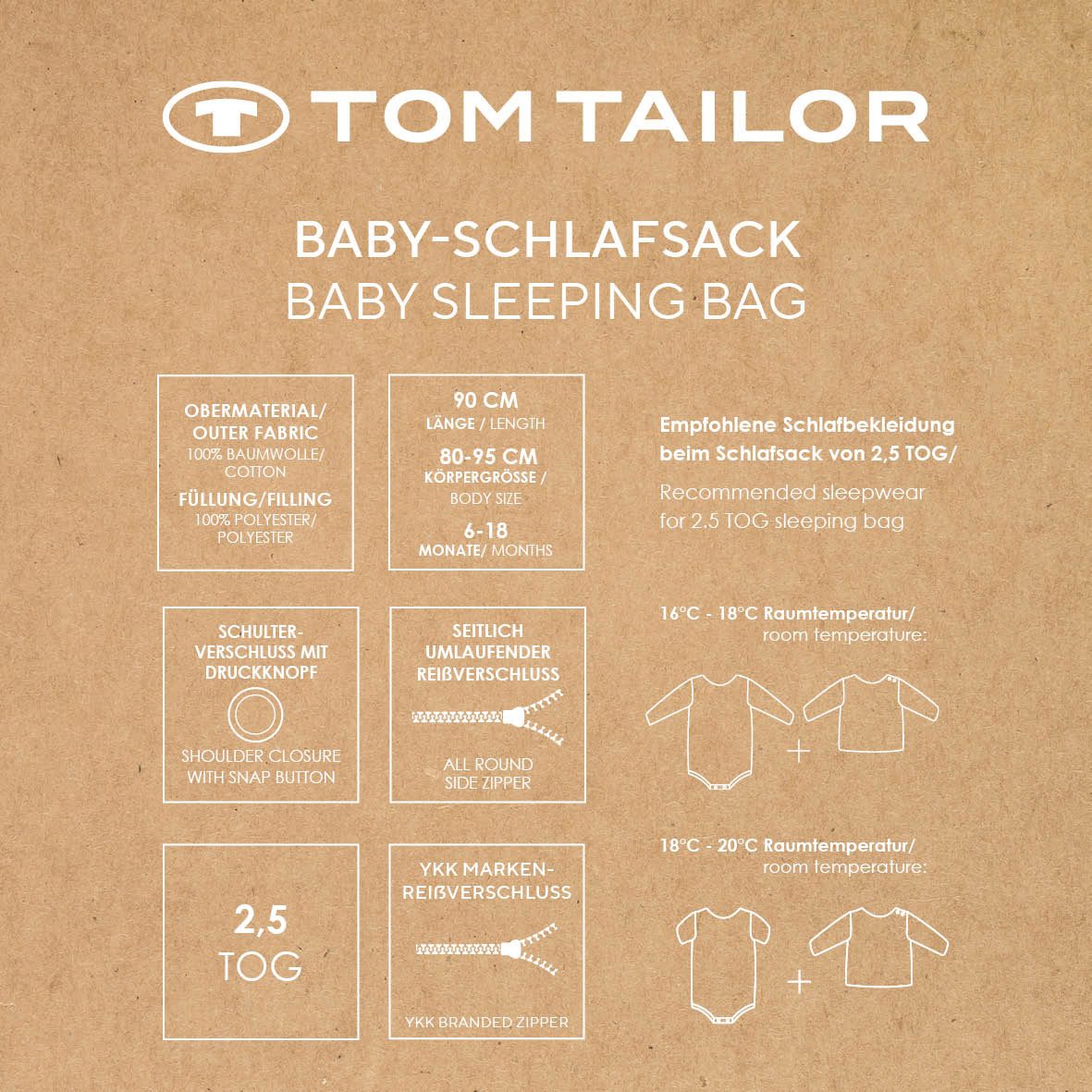 TOM TAILOR HOME Babyschlafsack TT Baby-Schlafsack Streifen 90cm (1 tlg)