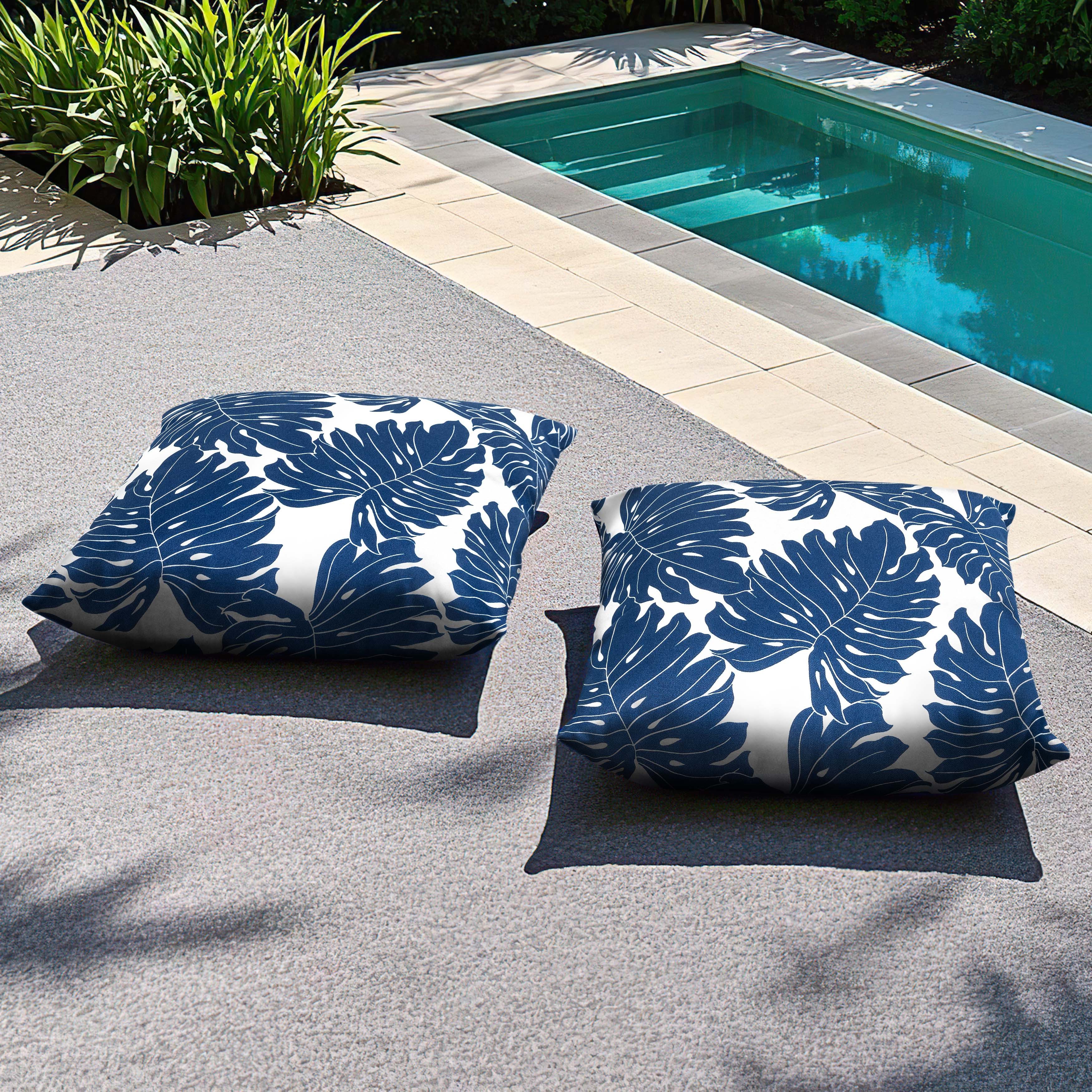 Avestar Dekokissen 44 x 44 cm Outdoor Kissen für die Terrasse, mit Palmblattmuster