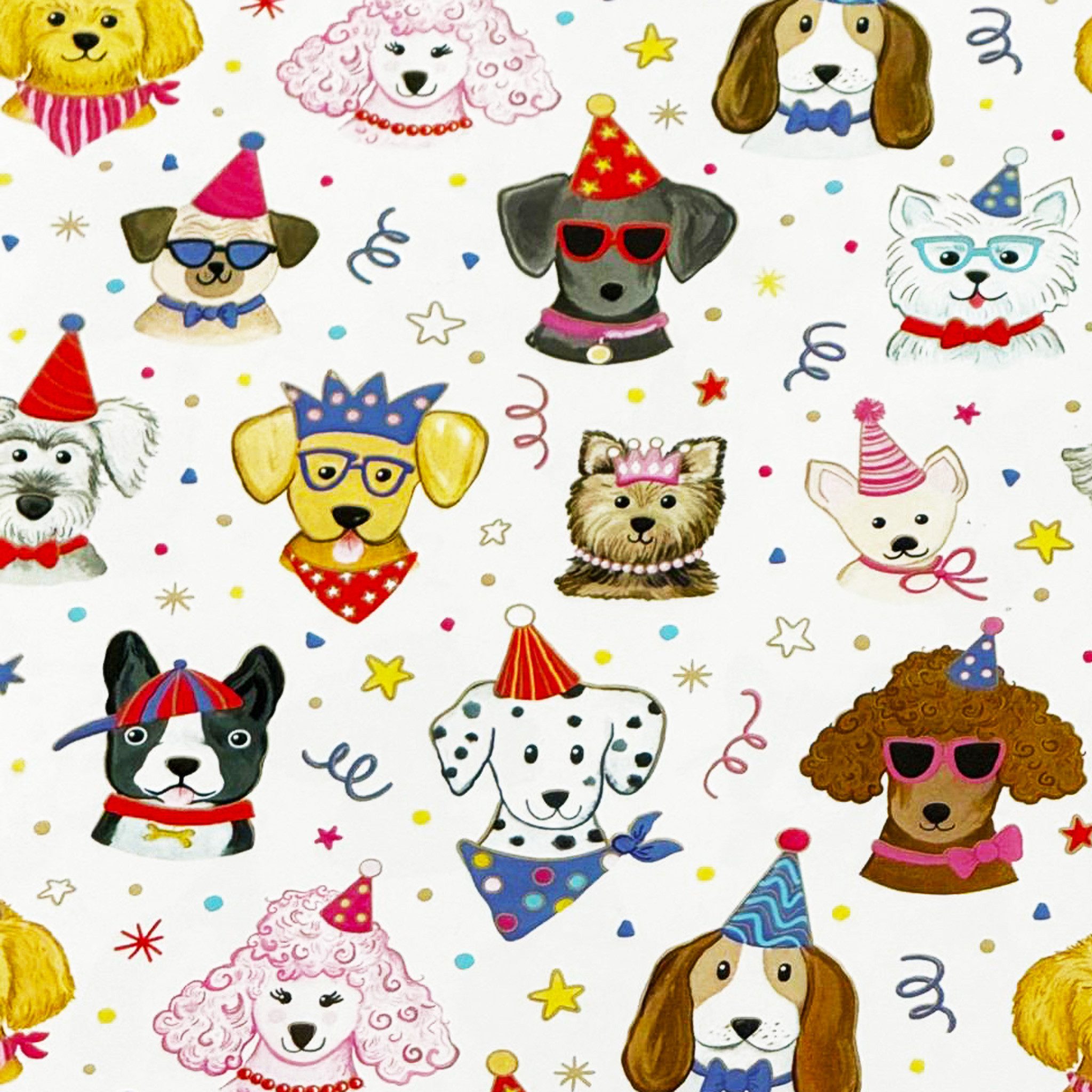 Star Geschenkpapier, Geschenkpapier Coole Hunde 70cm x 2m Rolle Konfetti Partyhüten Bunt