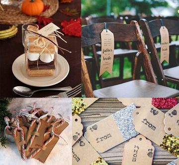 Homewit Kraftpapier 200 Stück Geschenkanhänger Gastgeschenke Taufe Hochzeit Kraftpapier, für Party Hochzeitsdeko DIY