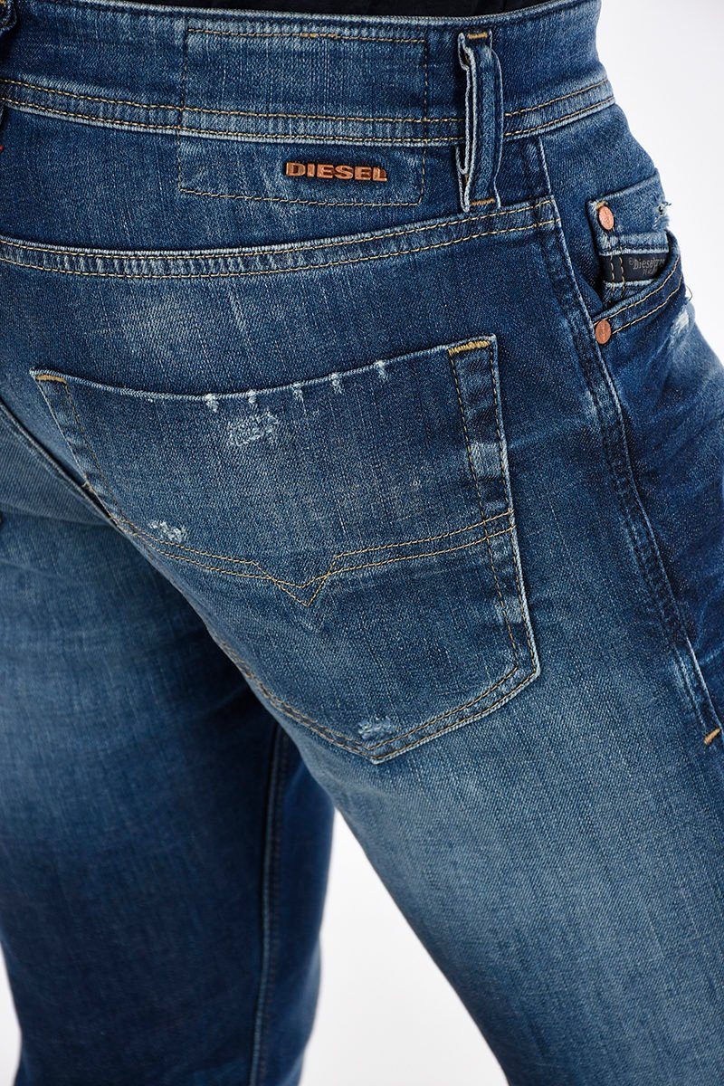 Diesel Slim-fit-Jeans Größe: Pocket W28 Blau, Herren Röhrenjeans, Tepphar Stretch, Used-Look, Vintage L32 084MX 5 Style
