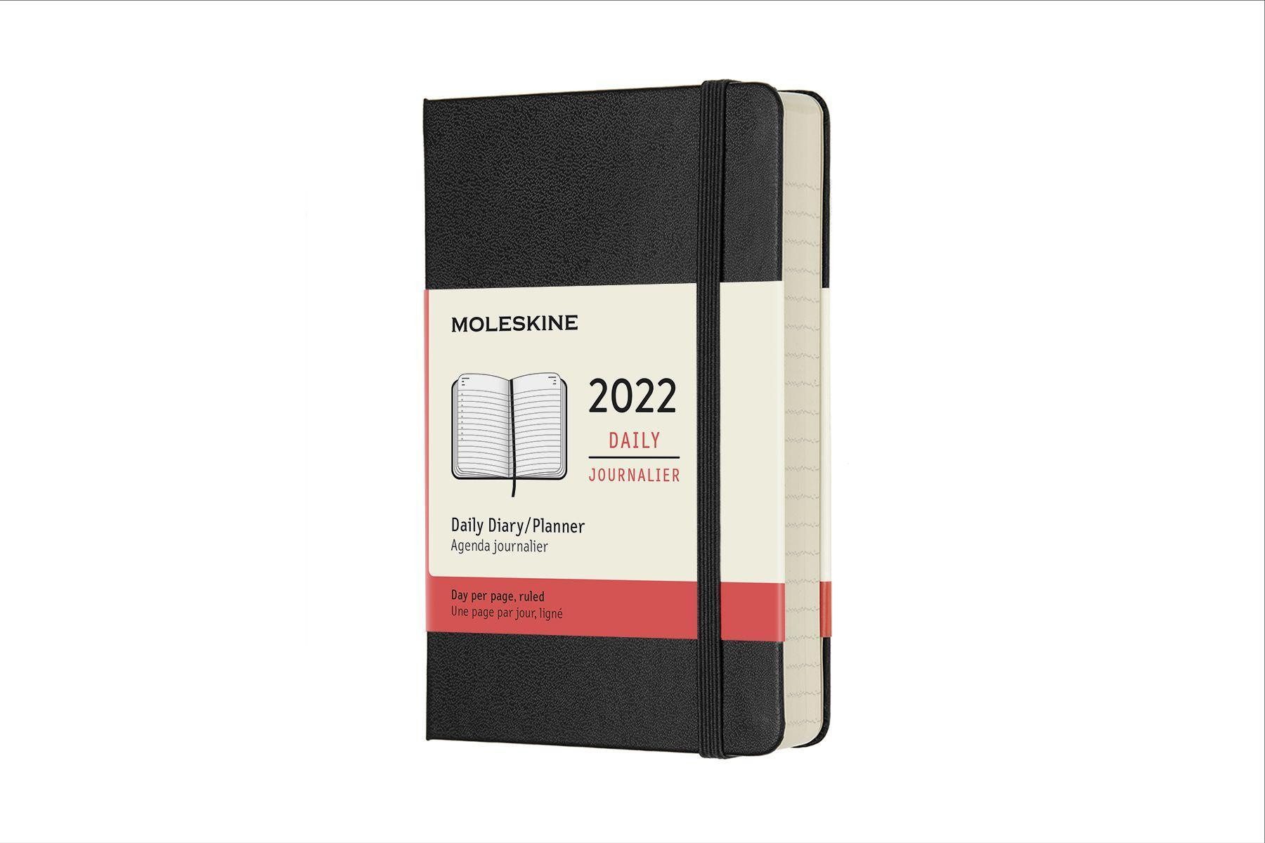 MOLESKINE Terminkalender Moleskine 12 Monate Tageskalender 2022 Pocket/A6, Schwarz