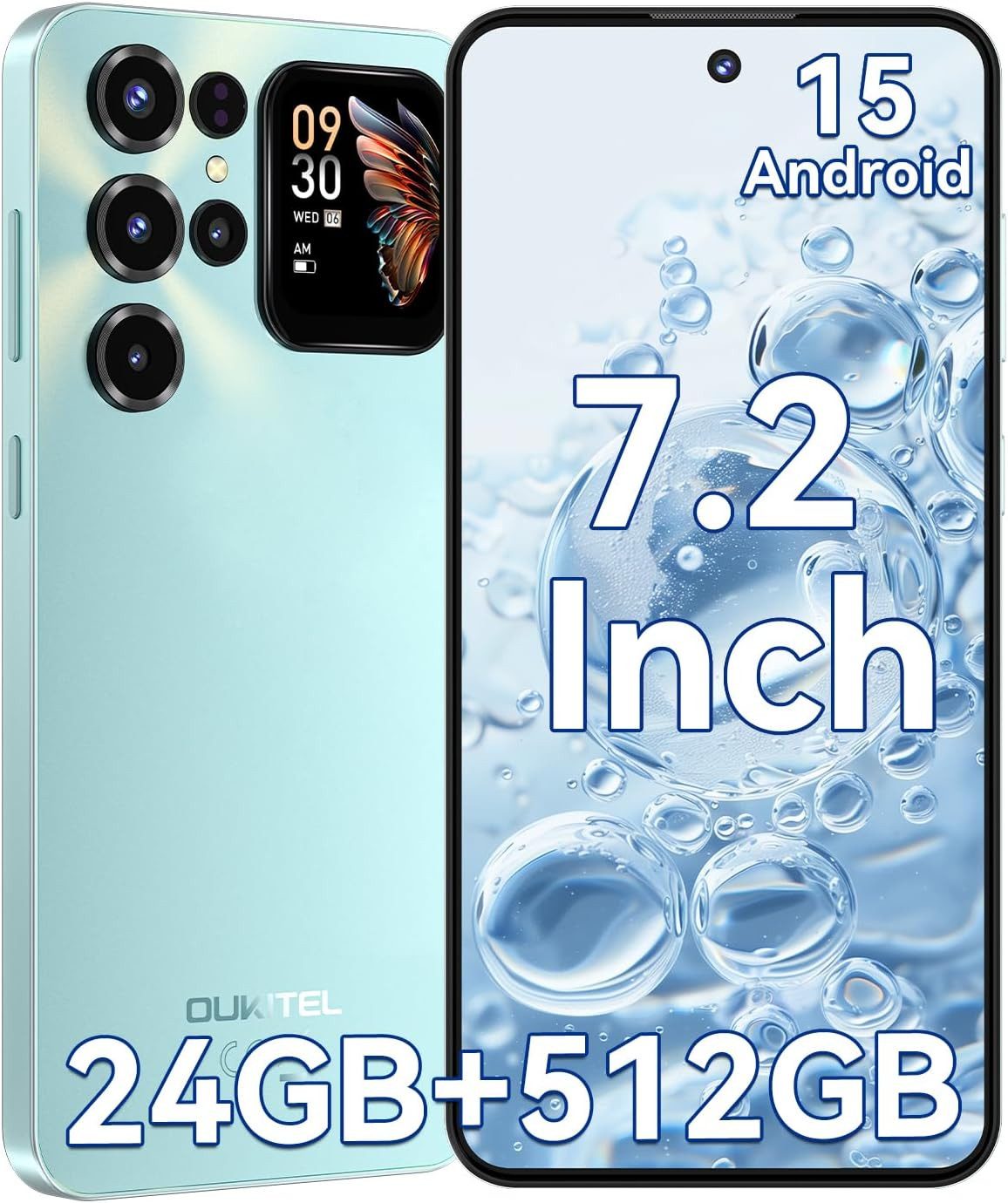 OUKITEL C68 Plus Android 15 Smartphone (18,28 cm/7.2 Zoll, 512 GB Speicherplatz, 64 MP Kamera, 6000mAh, 24(8+16)GB+512GB /1TB, 7.2" HD+ 120Hz, Dual SIM/ NFC)
