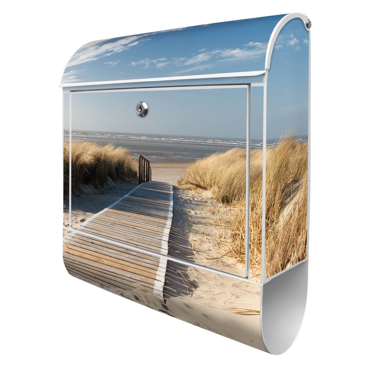 banjado Wandbriefkasten Stahl Dünen (Wandbriefkasten witterungsbeständig, pulverbeschichtet, mit Zeitungsfach), 39 x 47 x 14cm