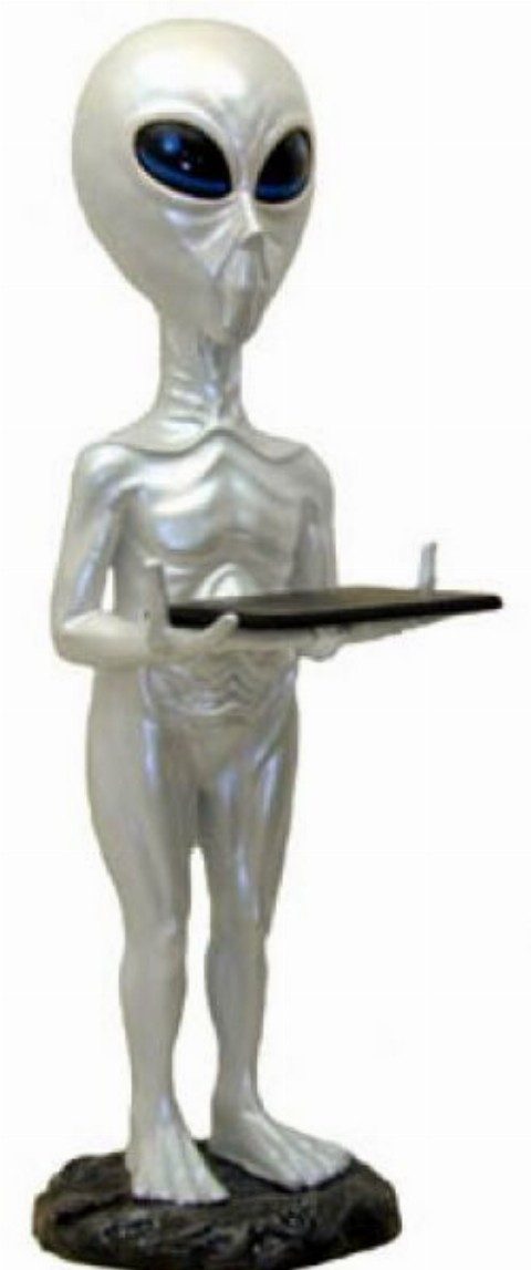Walt-Deko Dekofigur Alien mit Tablett 100cm hoch Dekorationsfigur - Polyresin - lebensgroß