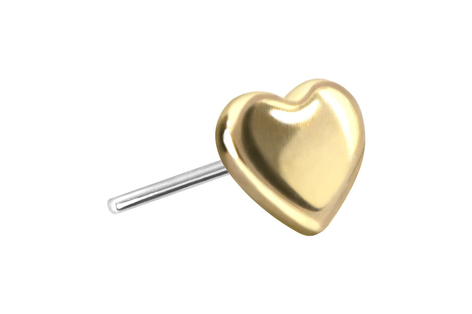 Piercing-Set 14 Karat Gold Aufsatz mit Titan Push Pin HERZ