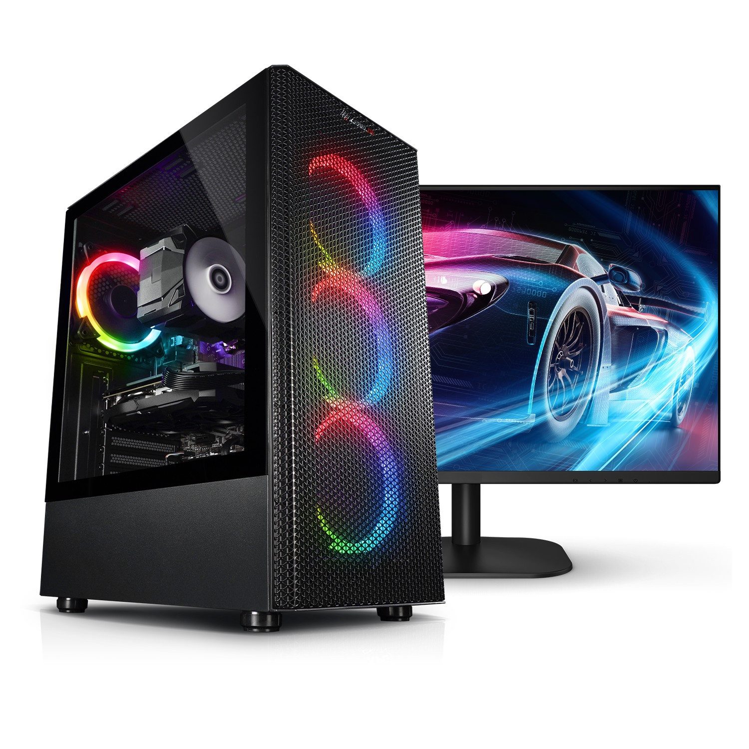 Kiebel Raptor Gaming-PC-Komplettsystem (27", Intel Core i7 Intel Core i7-12700KF, RTX 5060, 32 GB RAM, 1000 GB SSD, ARGB-Beleuchtung, WLAN)