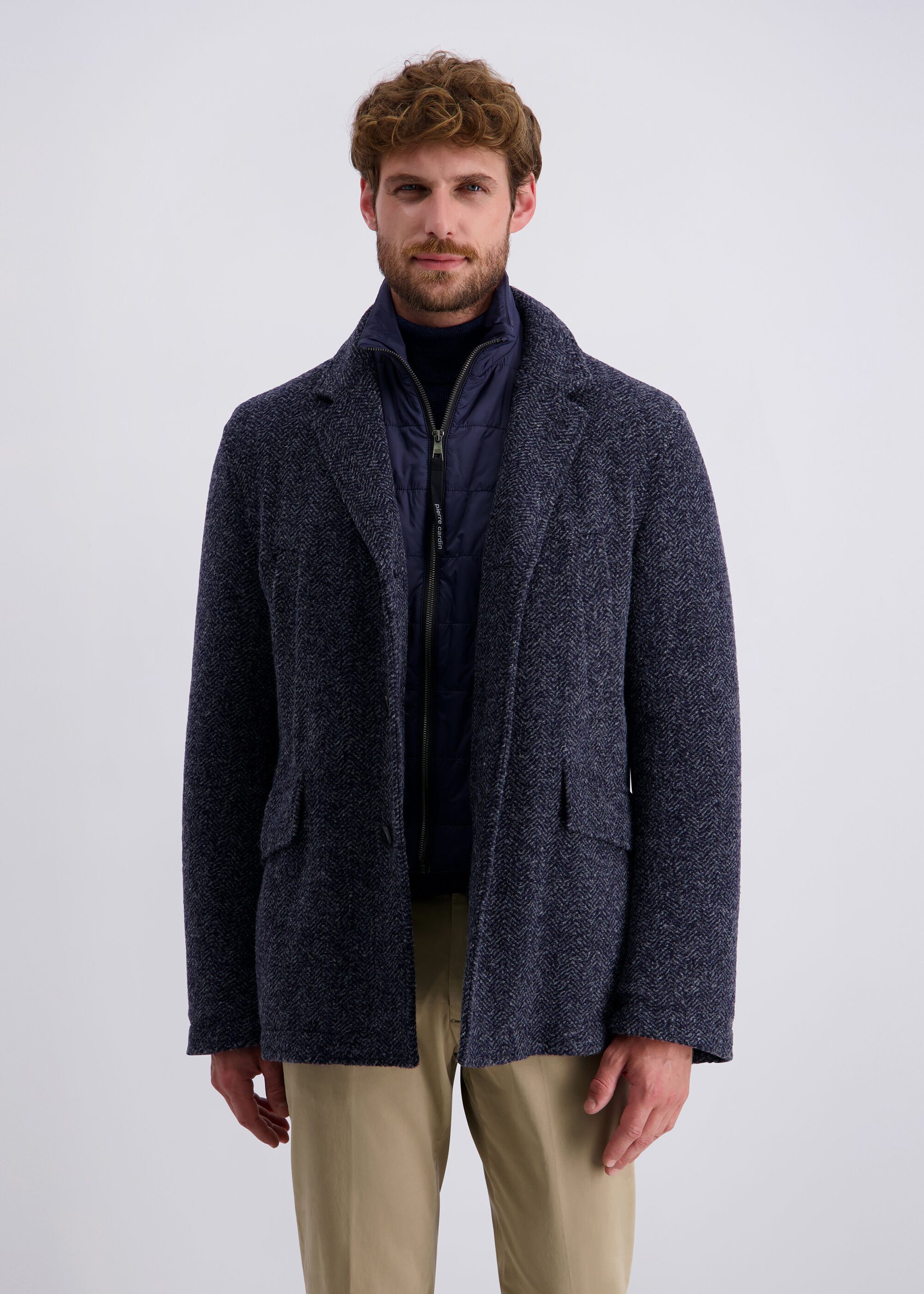 Pierre Cardin Strickjacke Raffinierter Mantel in Fischgrätmuster