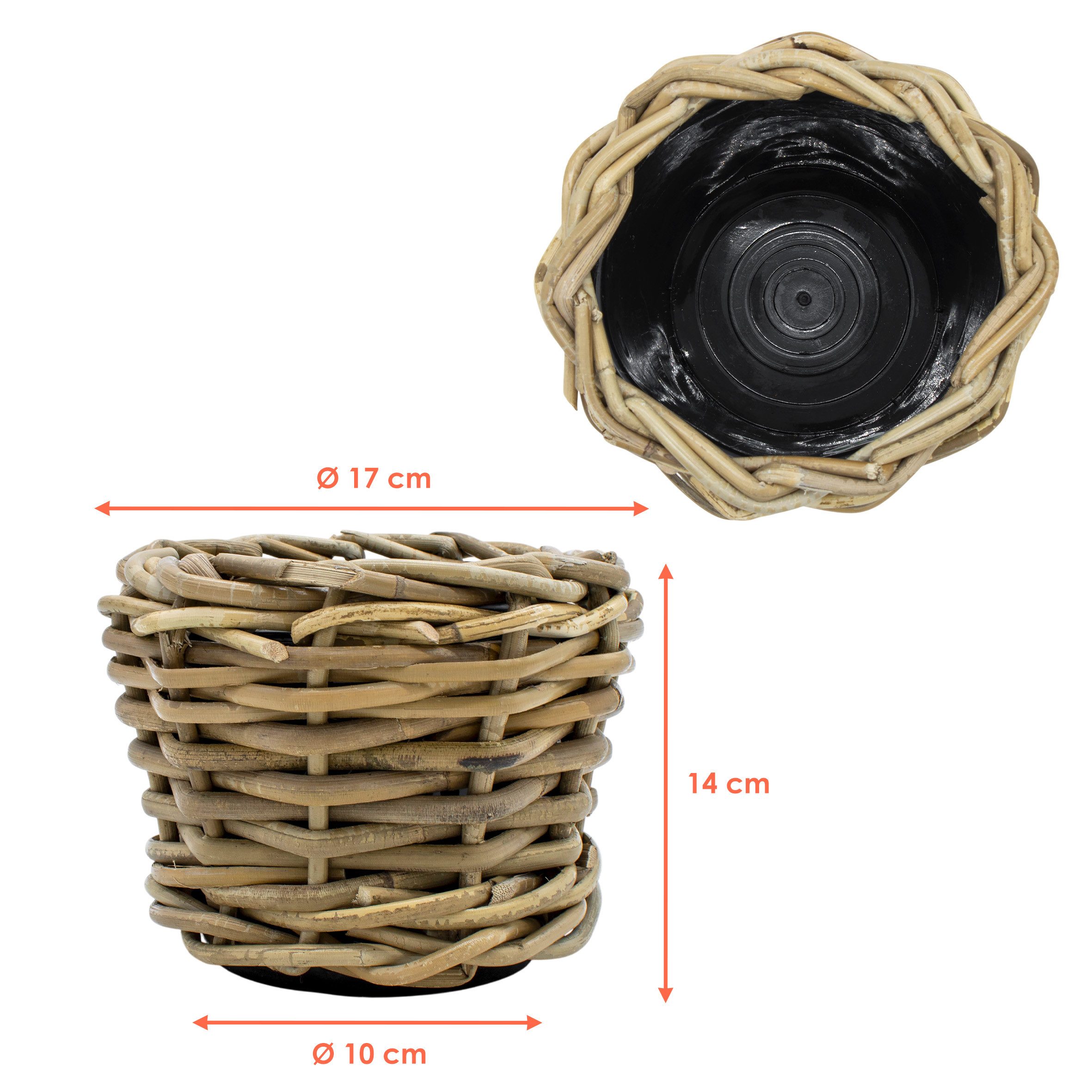Spetebo Blumentopf Rattan Pflanztopf mit Kunststoff günstig online kaufen