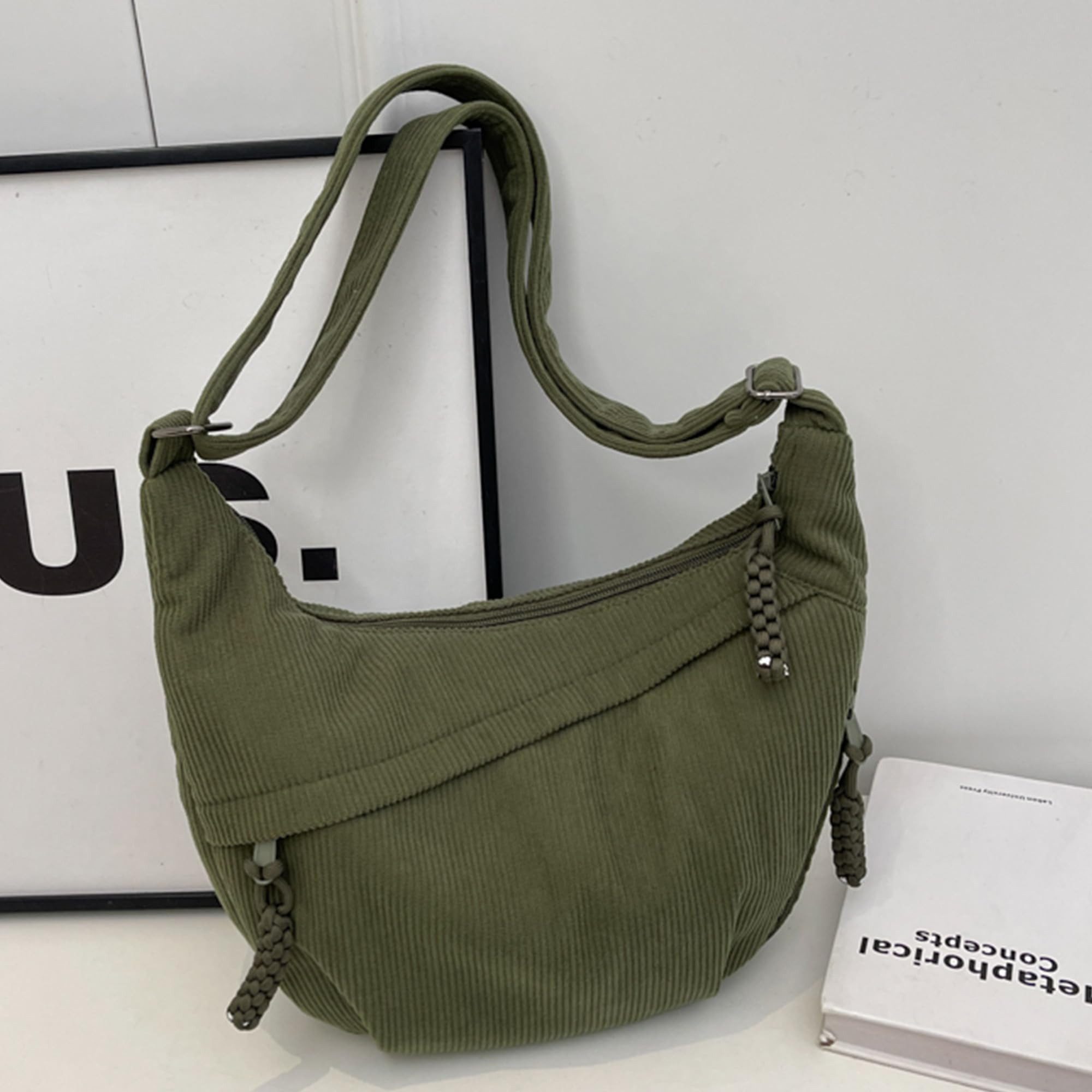 Cachito Umhängetasche Schultertasche Damen Kordsamt-Schultertasch, Mit Schultergurt Einstellbar, Gürteltasche für jeden Anlass – Bild 3 von 4