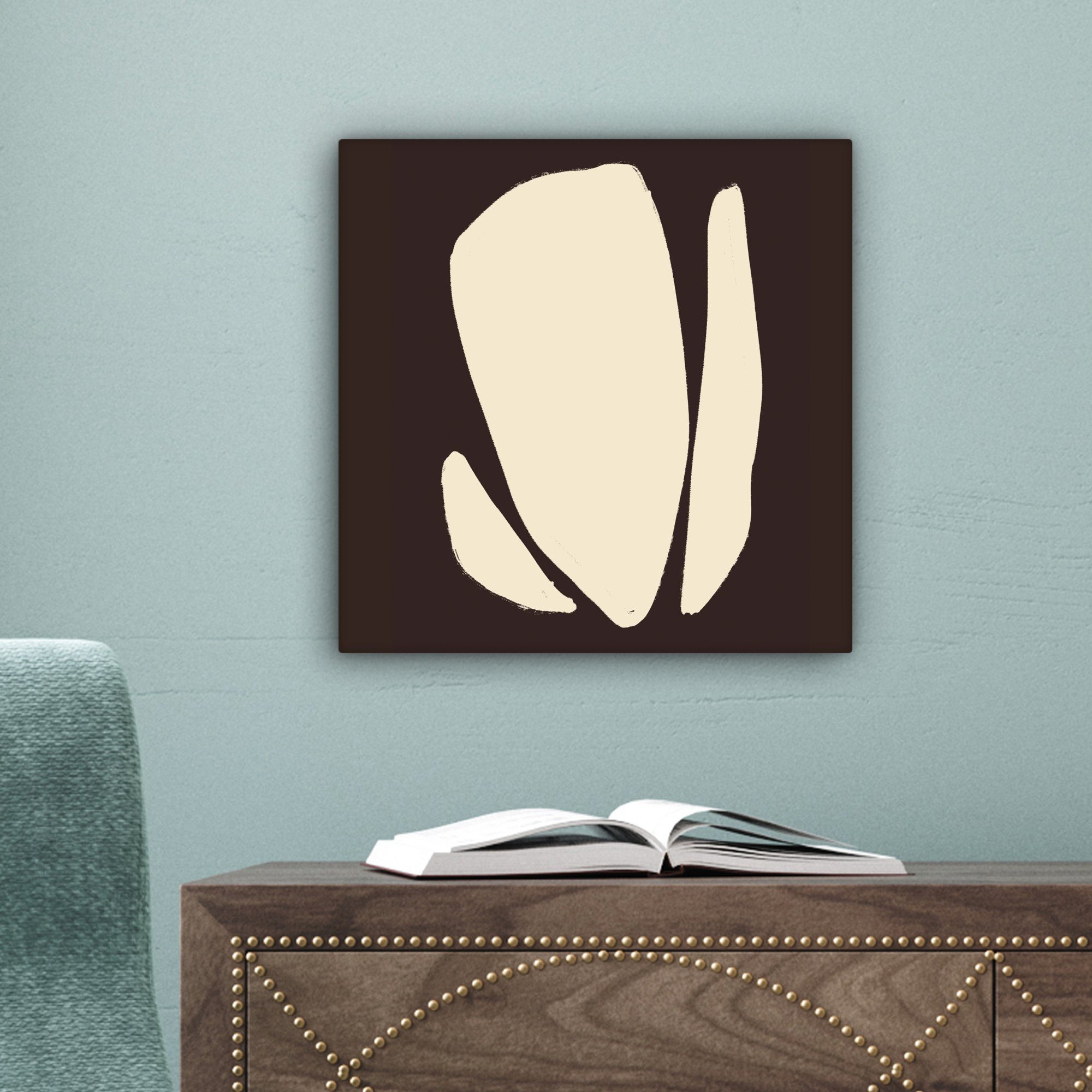 OneMillionCanvasses® Leinwandbild Kunst - Modern - für Bilder cm Abstrakt, Braun Wohnzimmer Schlafzimmer, (1 Leinwand 20x20 St), 