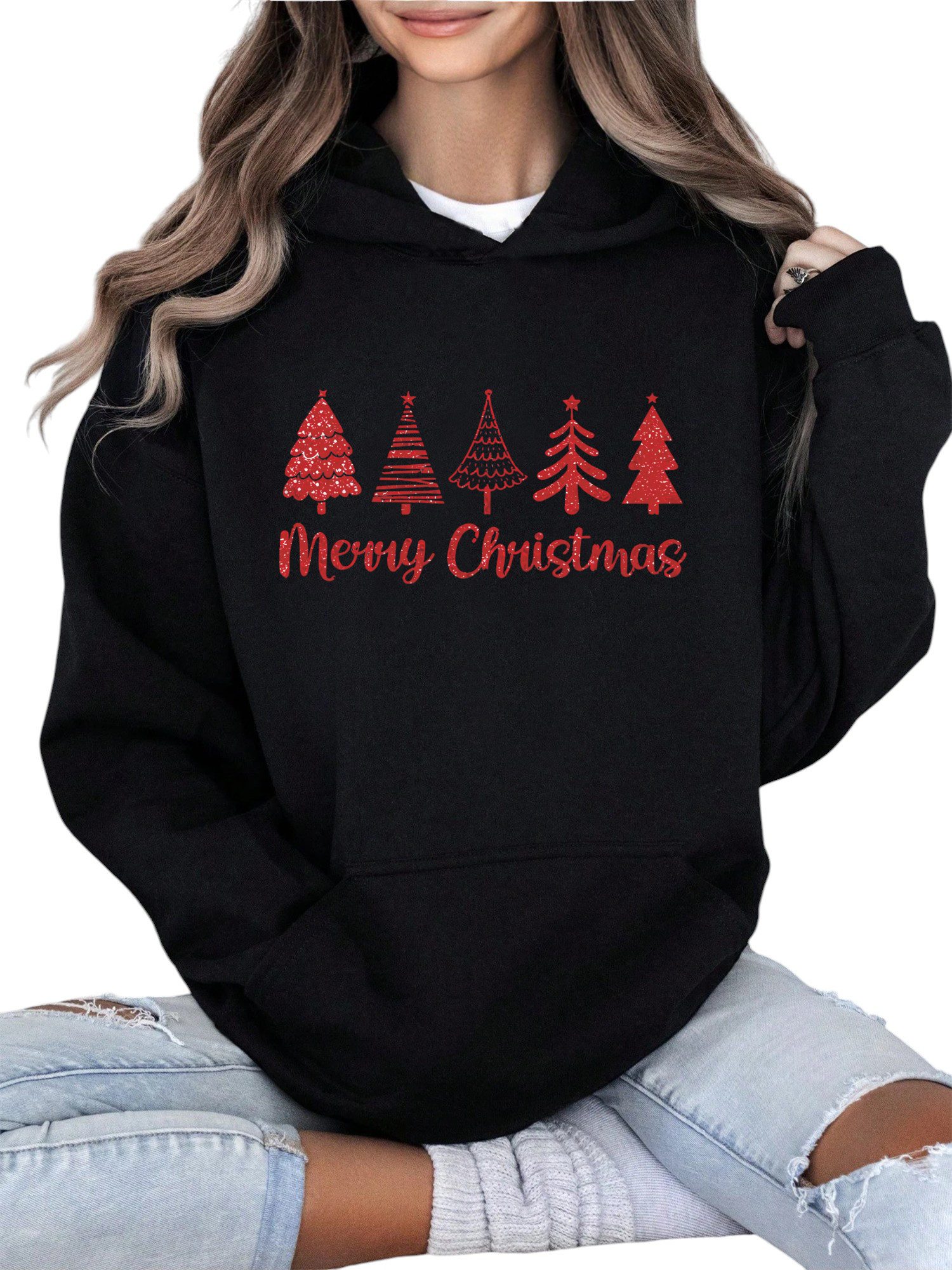 Unidear Damen-Sweatshirt – Langärmelig, Mit Hohem Kragen & Tasche, Aus Polyester-Baumwolle