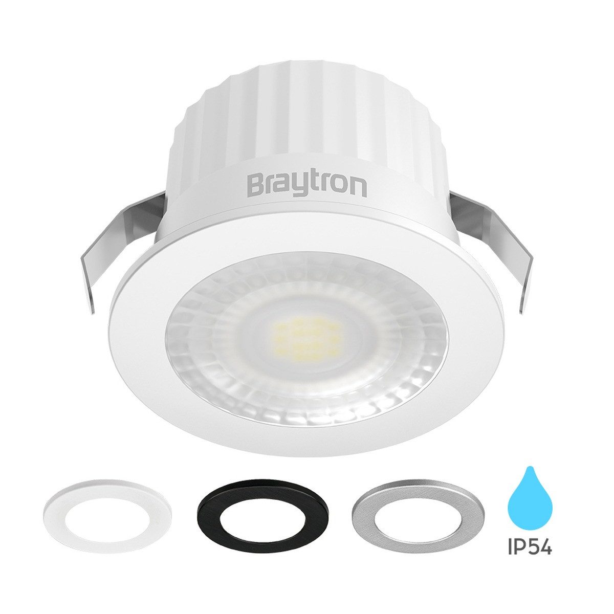 Braytron LED Einbaustrahler Minispot kleiner Einbauleuchte 44mm IP54 Bad inklusive 3 Blenden, LED fest integriert, Neutralweiß, Leistungsstark, Klein, Schwarz, Weiß, Silber