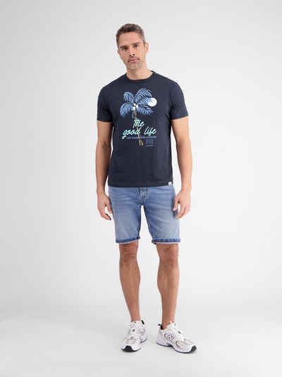 LERROS T-Shirt LERROS Rundhals T-Shirt für Herren mit Palmenprint