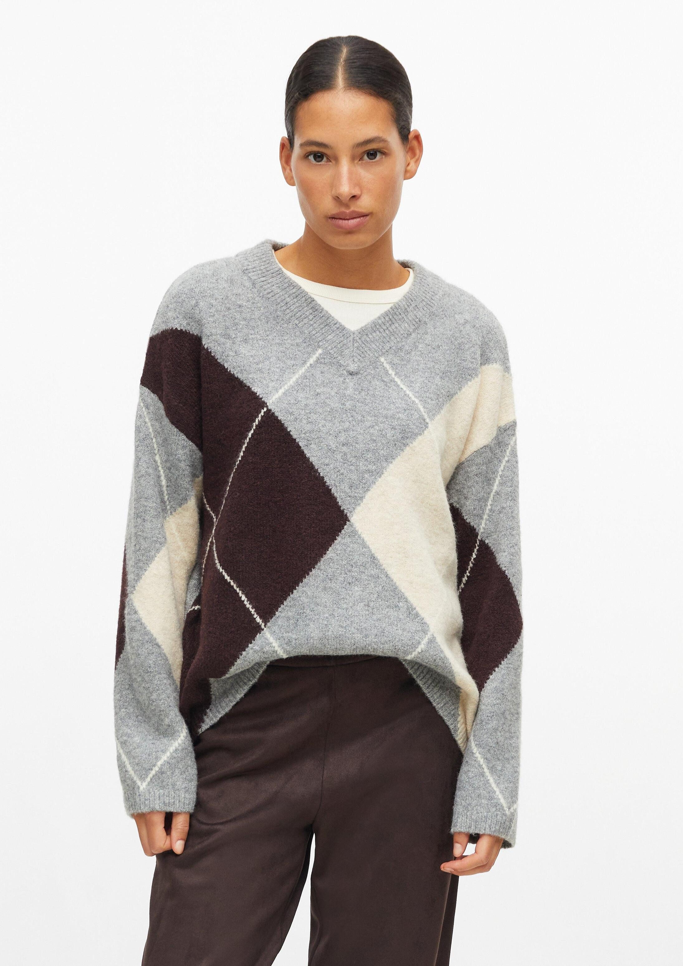 s.Oliver Longpullover Strickpullover Argyle-Pullover mit V-Neck