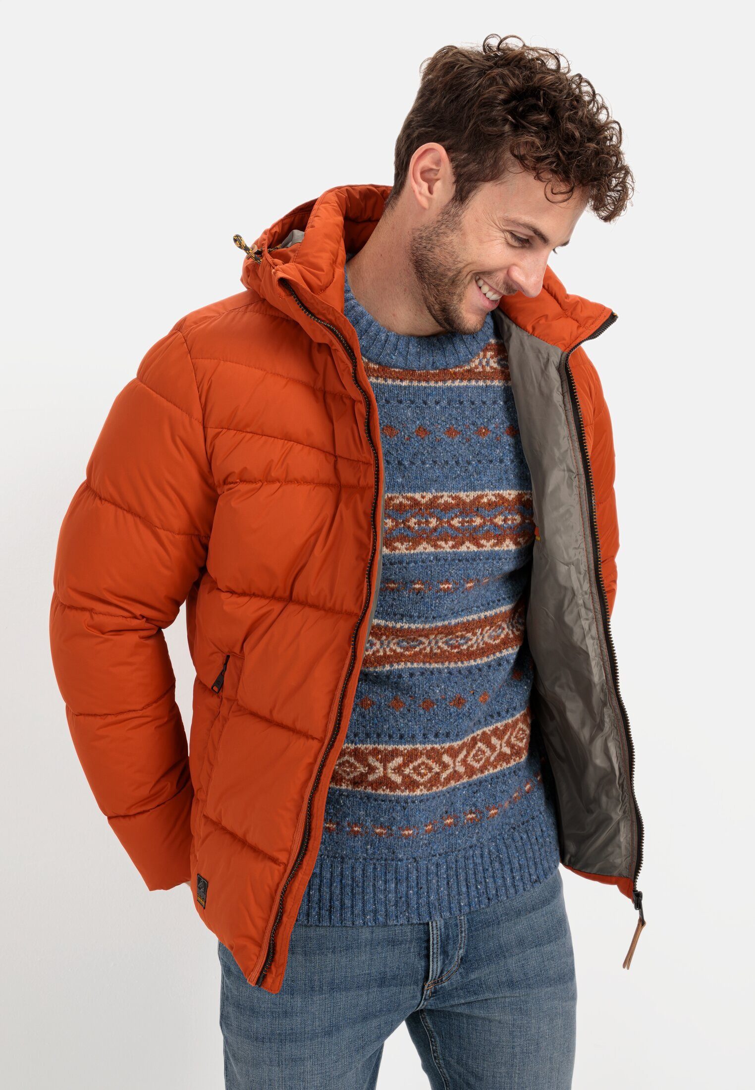 camel active Strickpullover mit Kontraststreifen Markenlabel