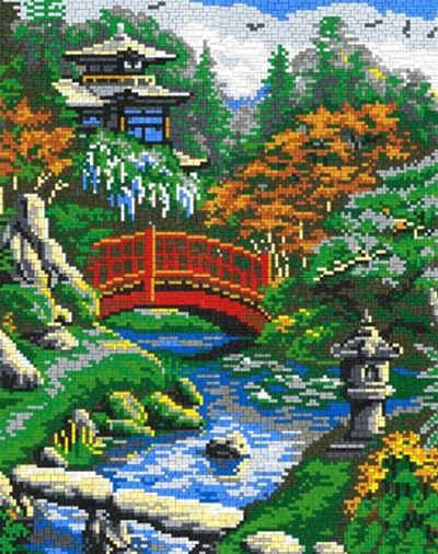 Stick it Steckpuzzle Mini Stecksystem Japanischer Garten mit XXL-Steckvorlage, 9700 Puzzleteile