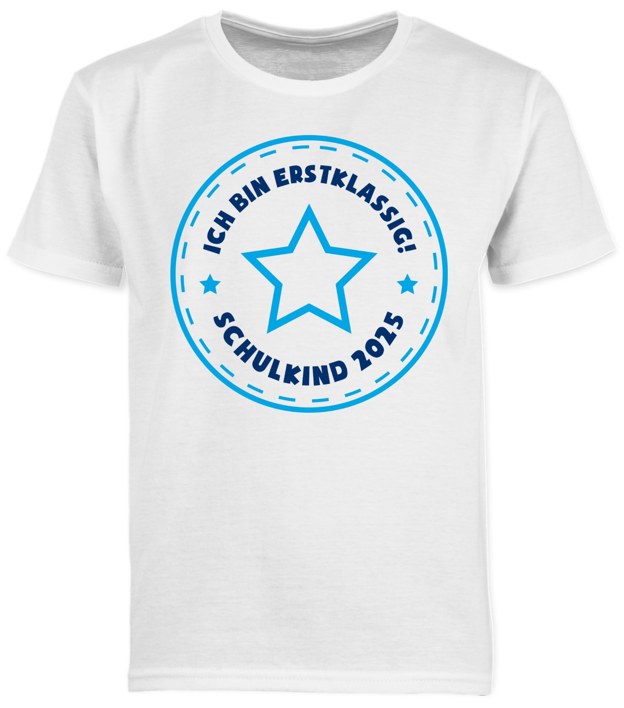Shirtracer T-Shirt Schulkind 2025 Ich bin erstklassig Stern blau (1-tlg) Einschulung Junge Schulanfang Geschenke