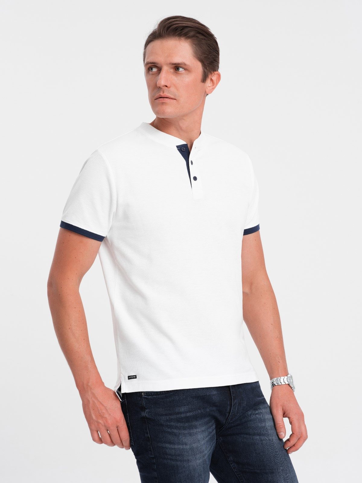 Poloshirt Poloshirt für Männer ohne Kragen