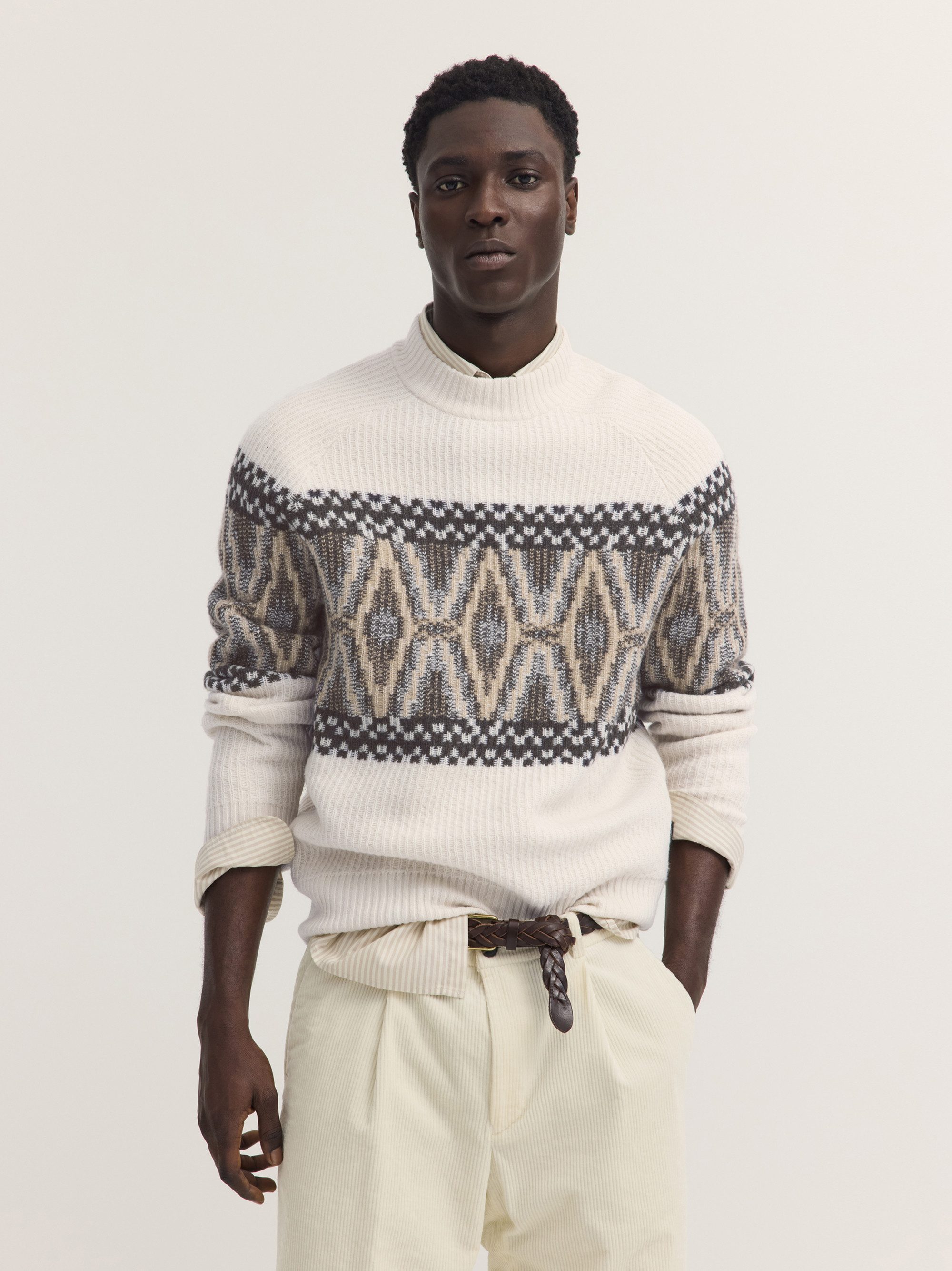 bugatti Rollkragenpullover Regular Fit Regular Fit Wollmix Jacquard