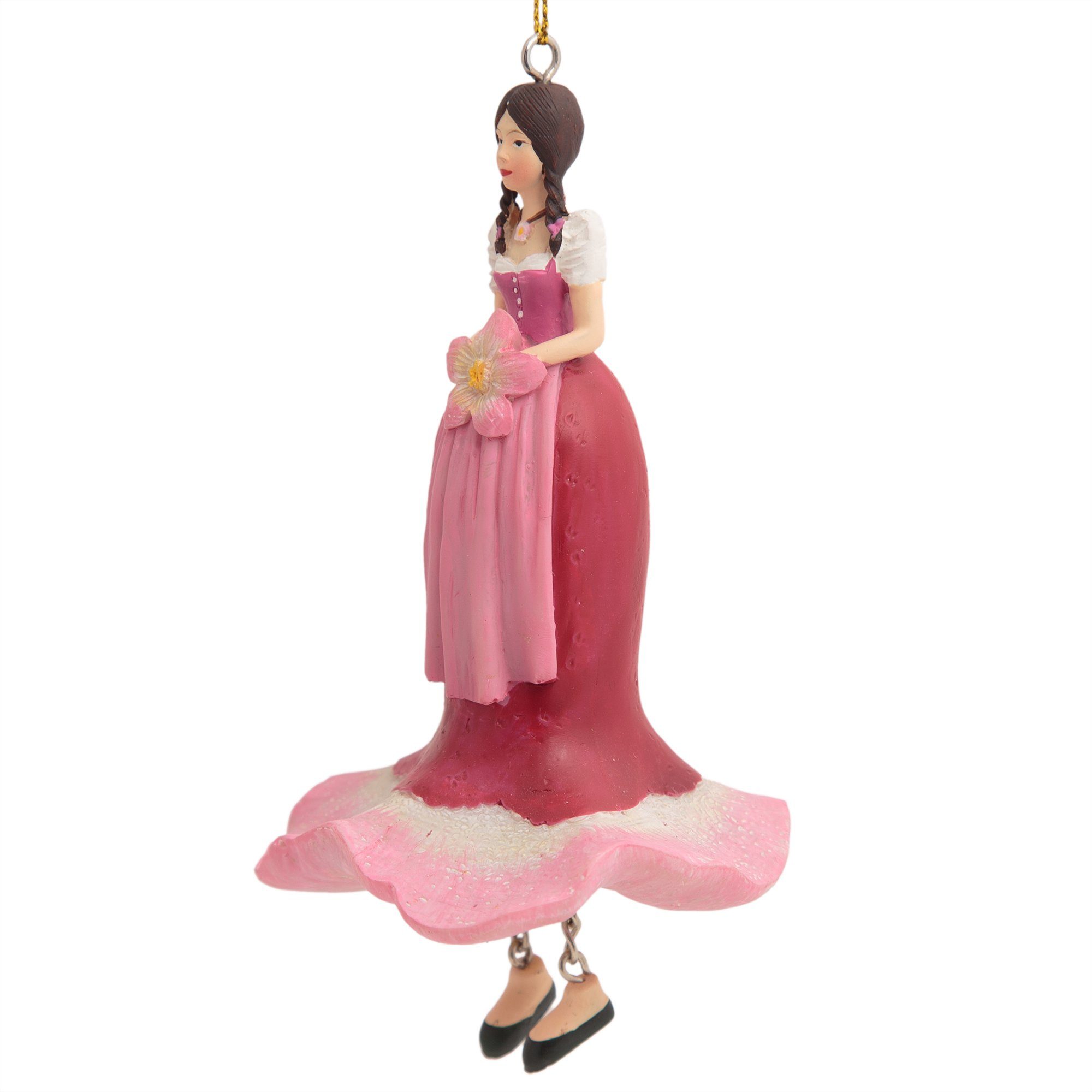 ROSEMARIE SCHULZ Heidelberg Dekofigur Blumenmädchen Alpenrose zum Hängen Dekohänger Blumen Deko-Hängefigur, Handbemalte Figur aus Polyresin
