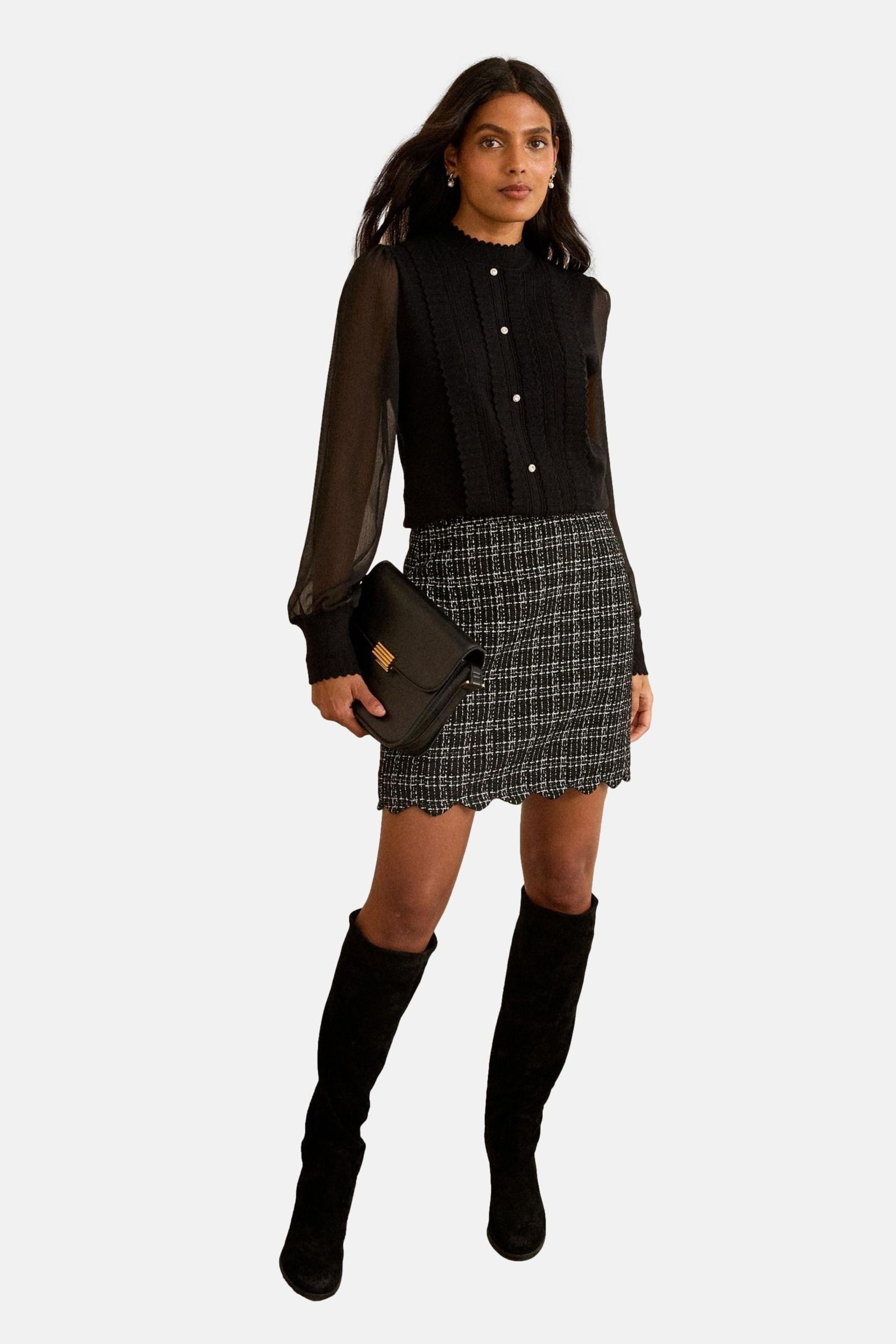 Love & Roses Strickpullover Love & Roses Stricktop mit Chiffonärmel (1-tlg) günstig online kaufen