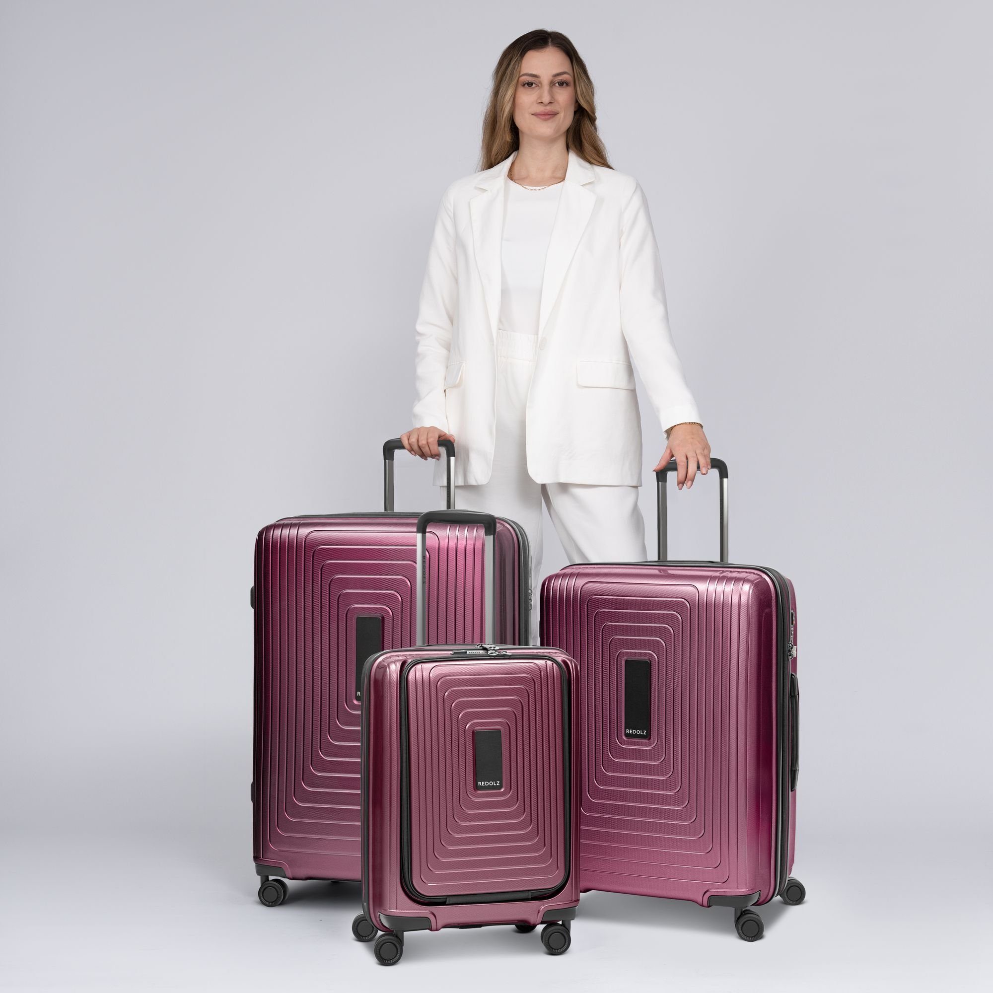 Essentials Polypropylen Trolleyset Redolz tlg), (3-teilig, 3 14, Rollen, aubergine 4 metallic