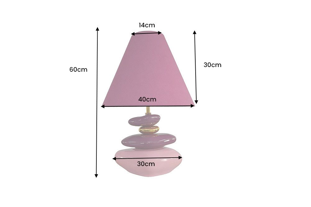 riess-ambiente Tischleuchte STONES OF ECSTASY 60cm pink/rosa - Kunststein, Stoffschirm, rund, Ein-/Ausschalter, ohne Leuchtmittel, mit dekorativem Steinsockel & goldenen Details – ideal für Wohnräume
