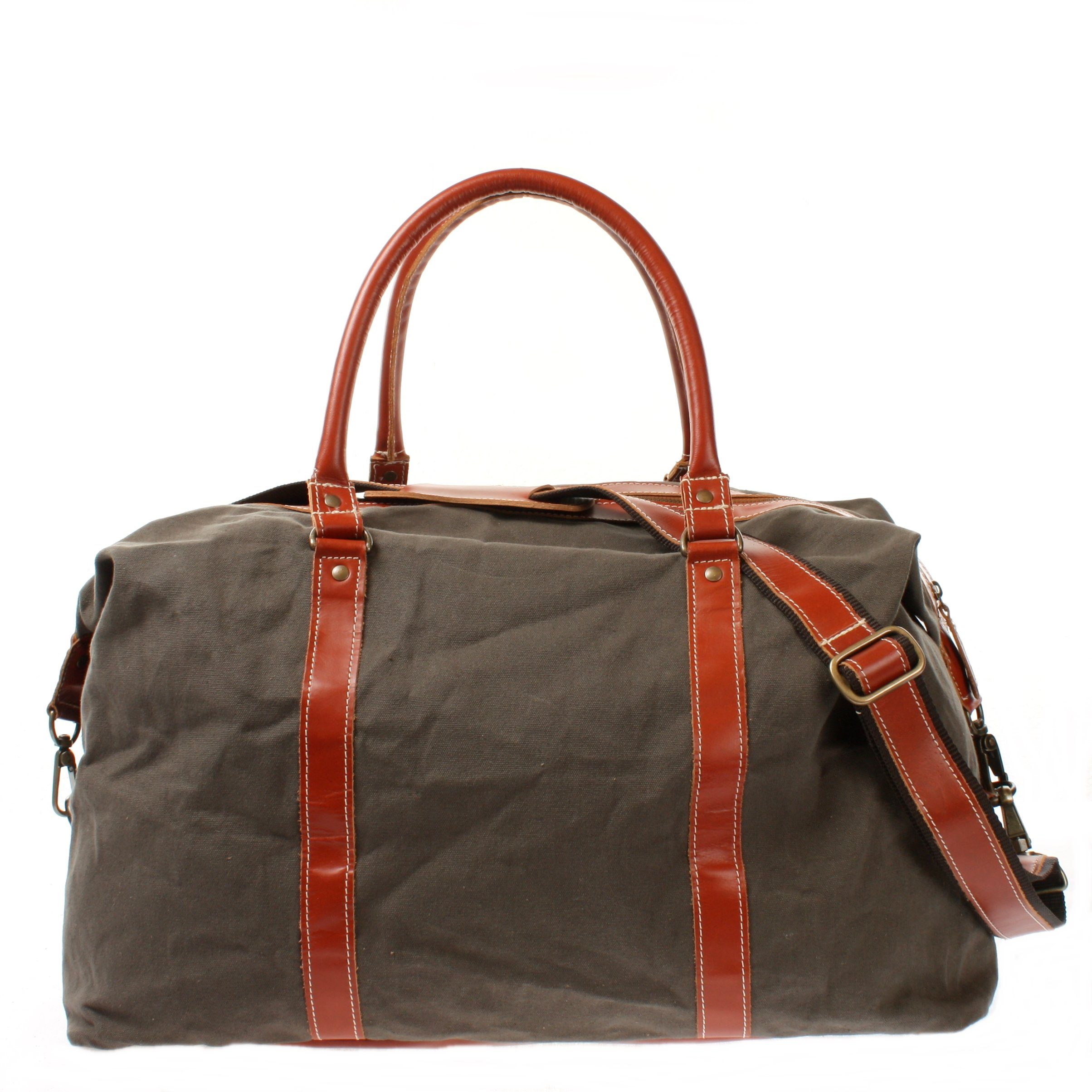 LECONI Weekender Reisetasche Damen & Herren Handgepäck Sporttasche Leder Canvas LE2010, für Reise & Sport - XL-Format - 62x38x25 cm