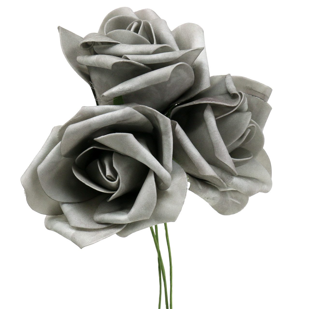 Kunstblume Foam-Rose Ø6cm Grau 27St - Edle Kunstblumen für Grabgestecke, 27 Stück, Florists Products, Höhe 3.5 cm