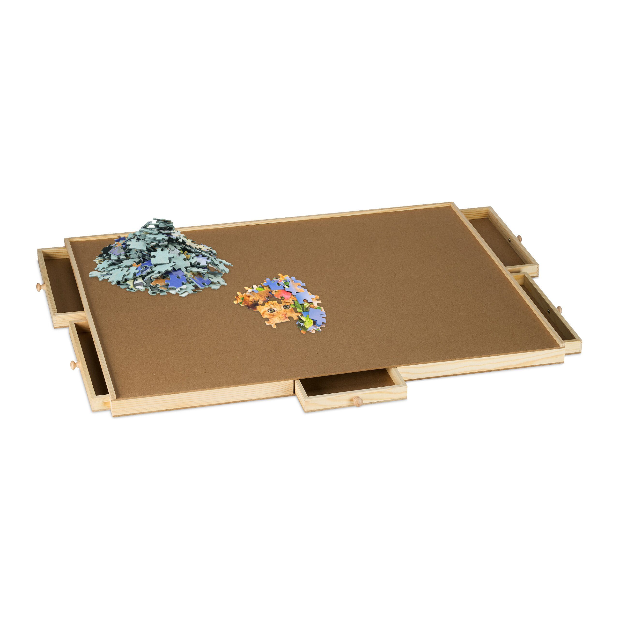 relaxdays Puzzleunterlage Puzzlebrett mit 6 Schubladen, Puzzlepad