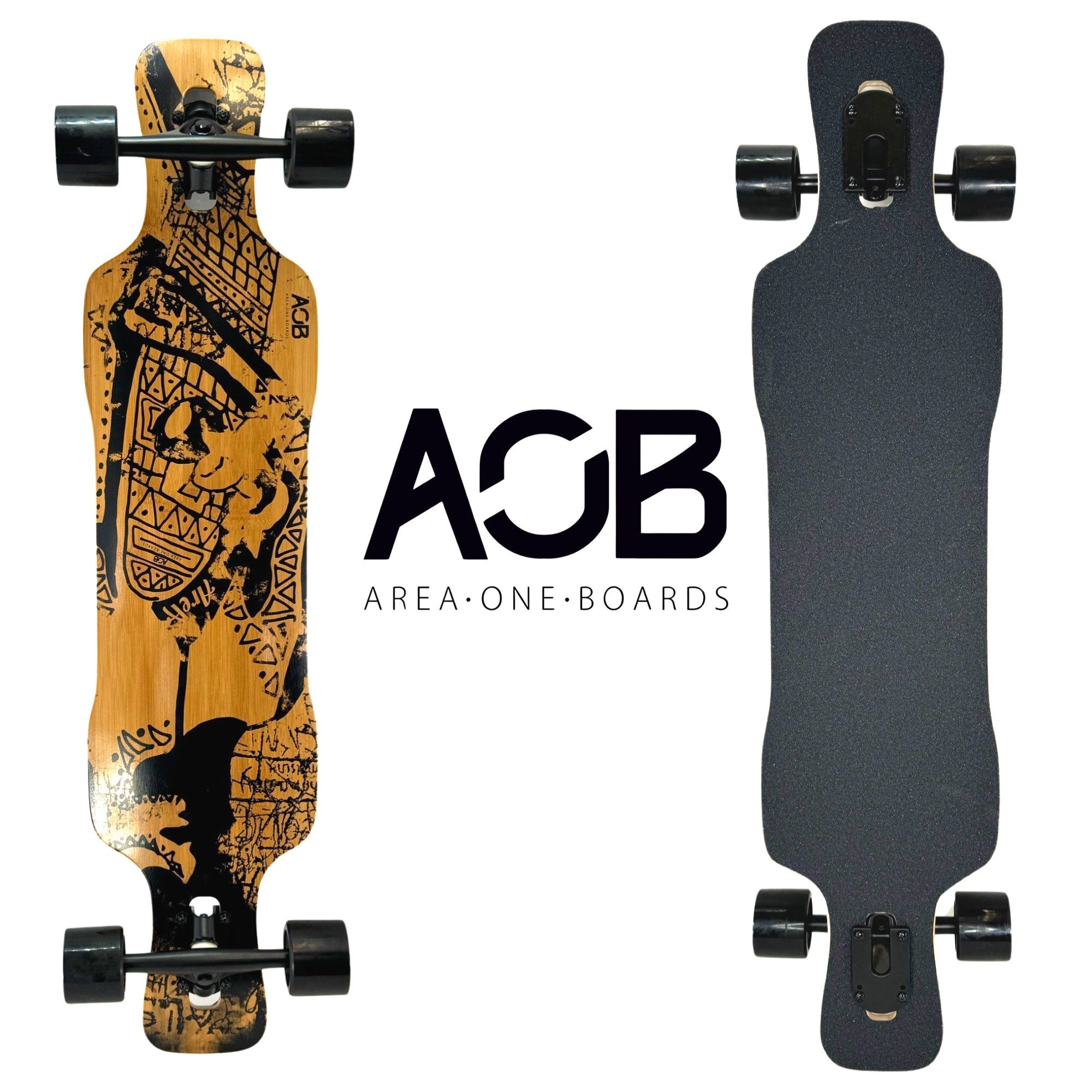 AOB Longboard AOB Tribal Curves Longboard drop through twin tip bambus 38''