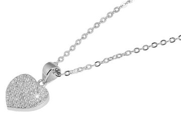 AKZENT Kette mit Anhänger Heli Halskette mit Anhänger aus 925/- Echt Silber Herz mit Zirkonia (einzeln), Damen Kette mit AnhÃ¤nger