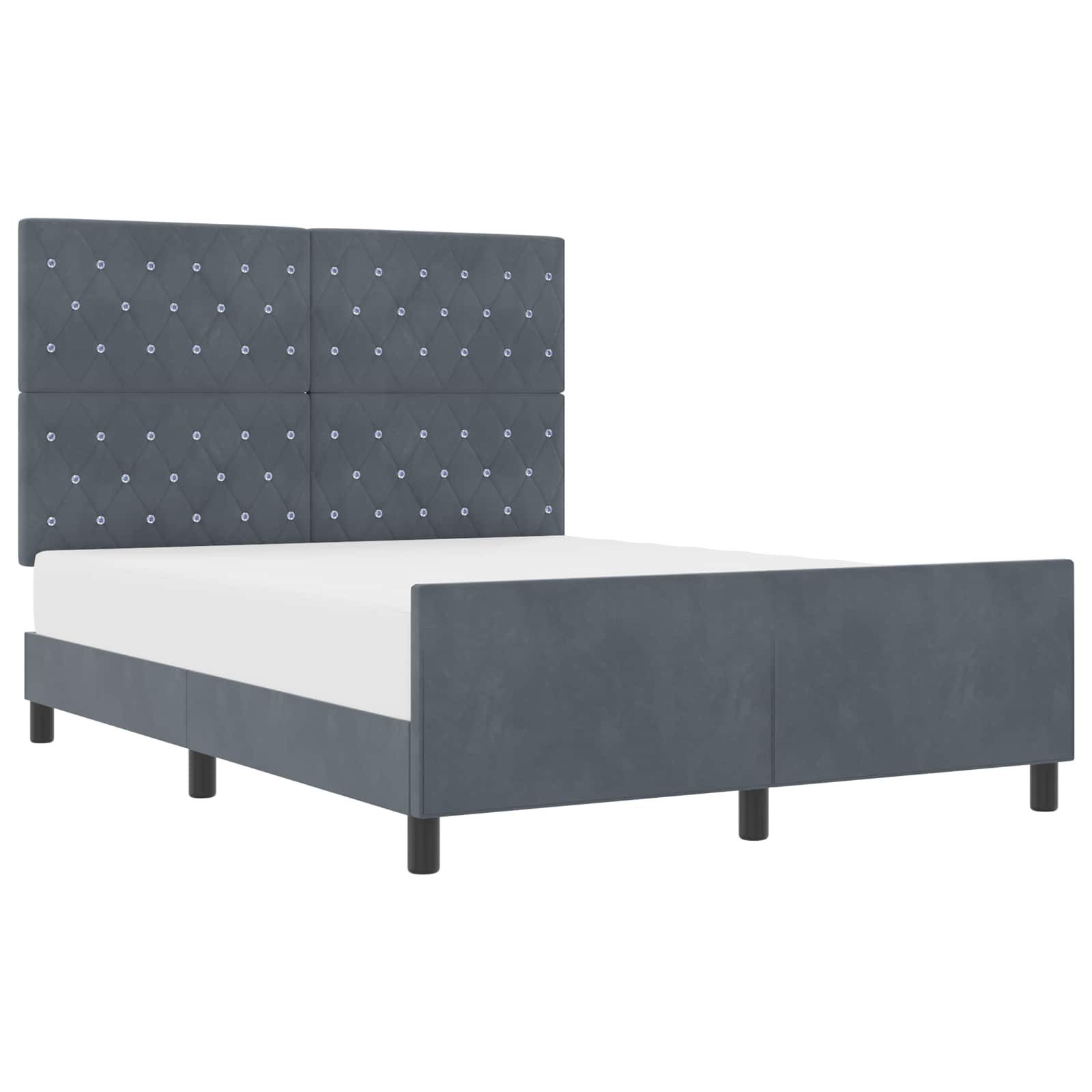 vidaXL Boxspringbett, Boxspringbett mit Kopfteil Dunkelgrau 160 x 200 cm Samt