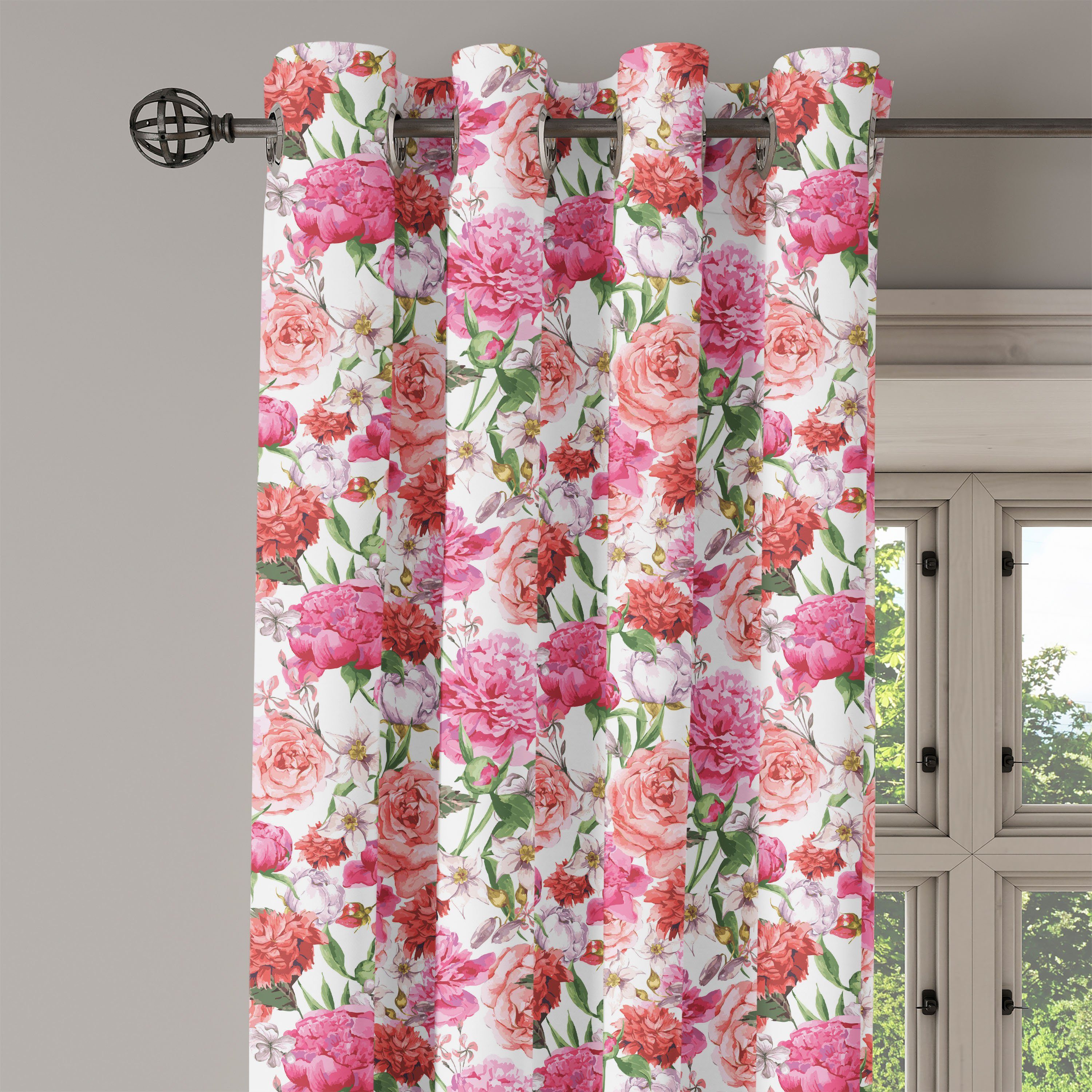Dekorative Shabby Gardine Roses für Chic Garden Abakuhaus, Wohnzimmer, 2-Panel-Fenstervorhänge Schlafzimmer Spring