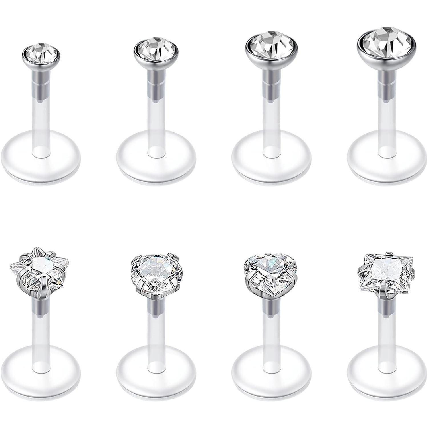 Piercing-Set Ohrstecker 16G Acryl 6mm 8mm 10mm 12mm Helix Tragus Zirkon 1.2*6mm