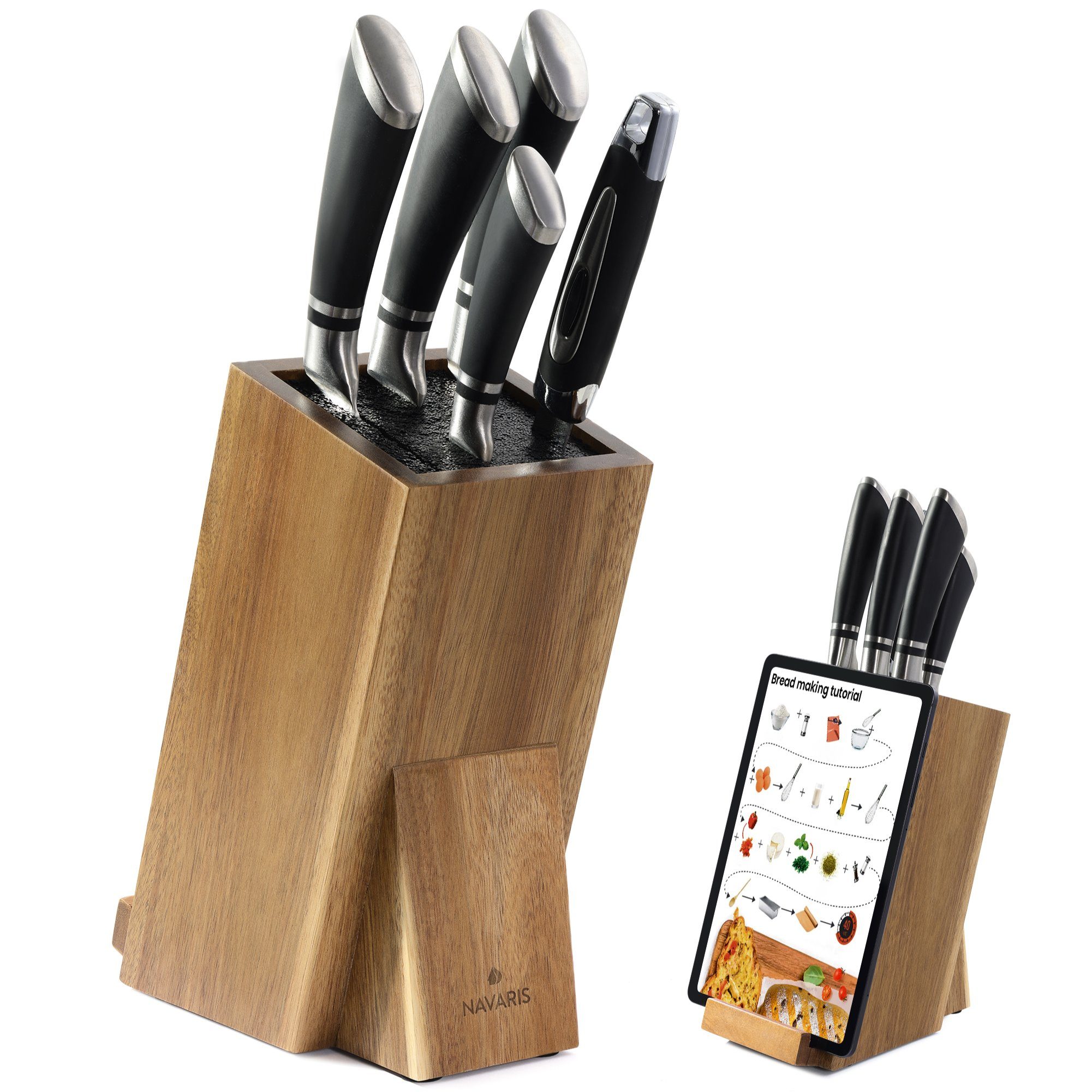 Navaris Messer-Set Messerblock mit Smartphone- und Tablethalter - Messerblock ohne Messer (1-tlg)