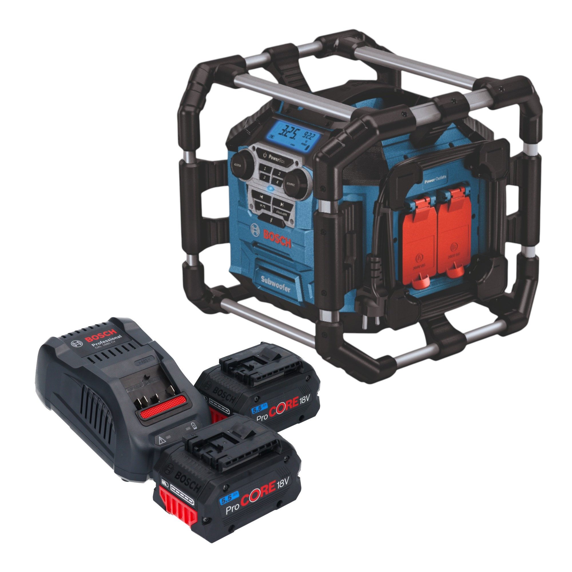 Bosch Professional GPB 18V-5 C Professional 18 V + 2x ProCORE Akku 5,5Ah + Ladegerät Baustellenradio