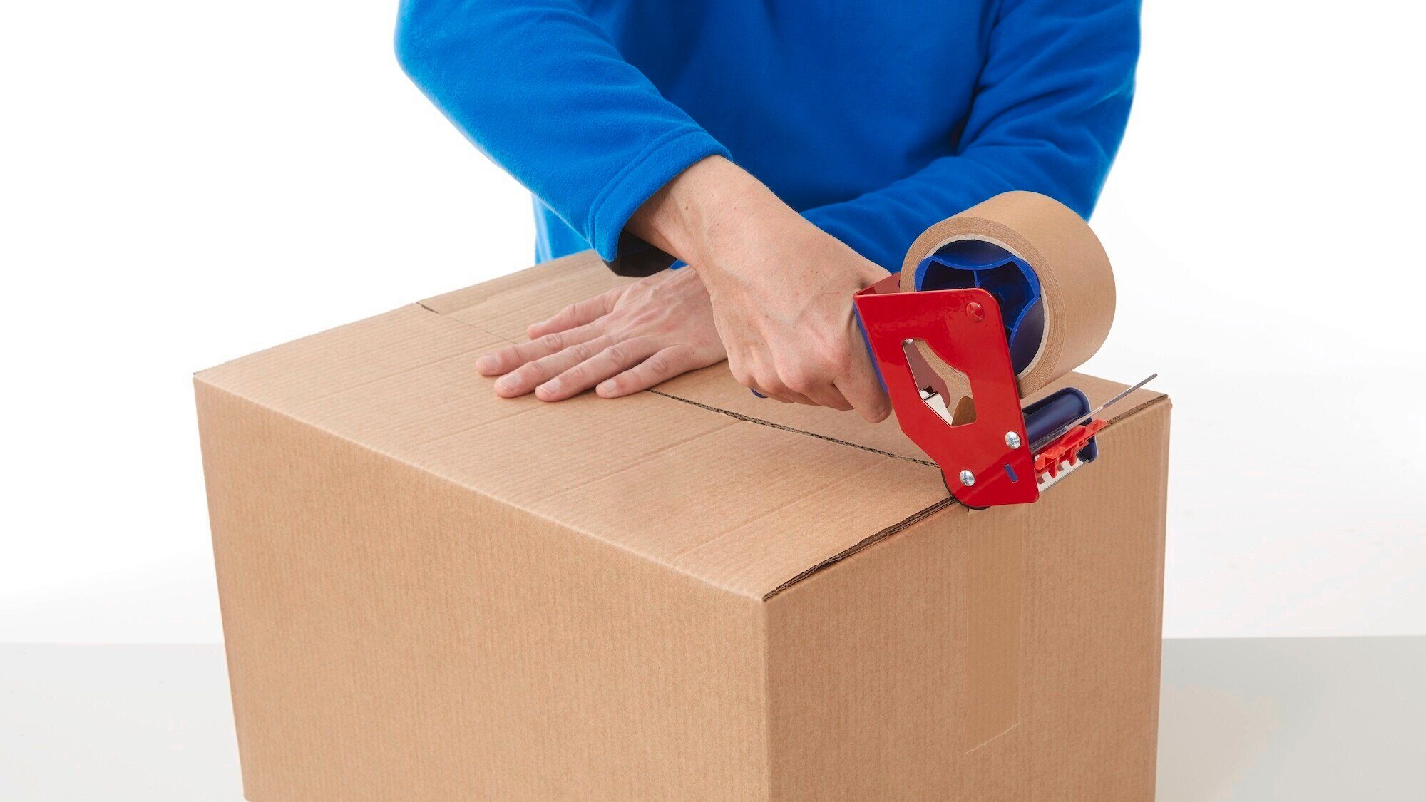 tesa Klebeband tesapack ECONOMY Handabroller sicheres / (Packung, leichtes Packbandabroller rot 1-St) blau für & - Verpacken